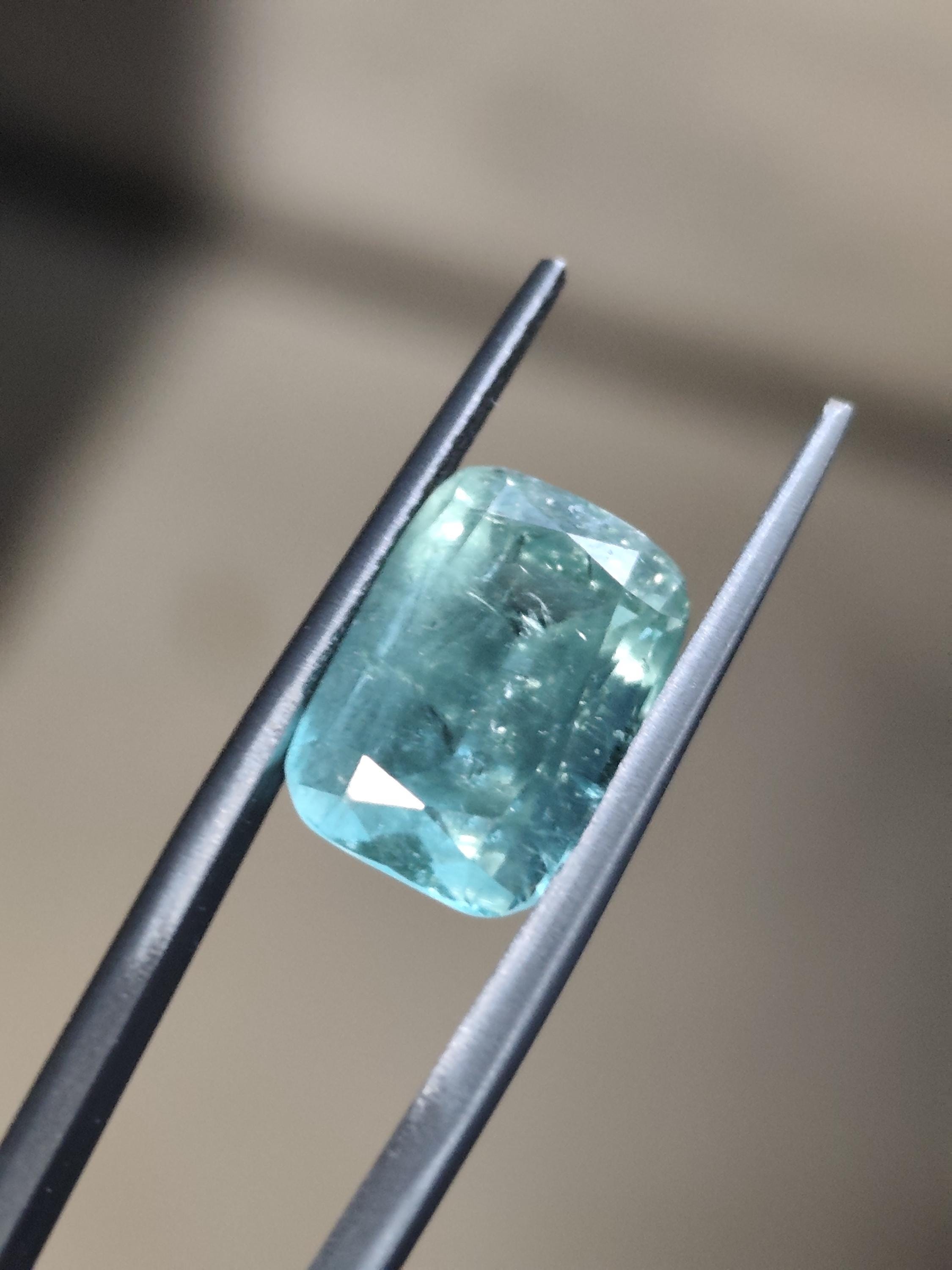 Natural Seafoam Green Tourmaline 8.39 Ct Cushion – Greenish Blue Afghan Tourmaline – Large Collector Gemstone
