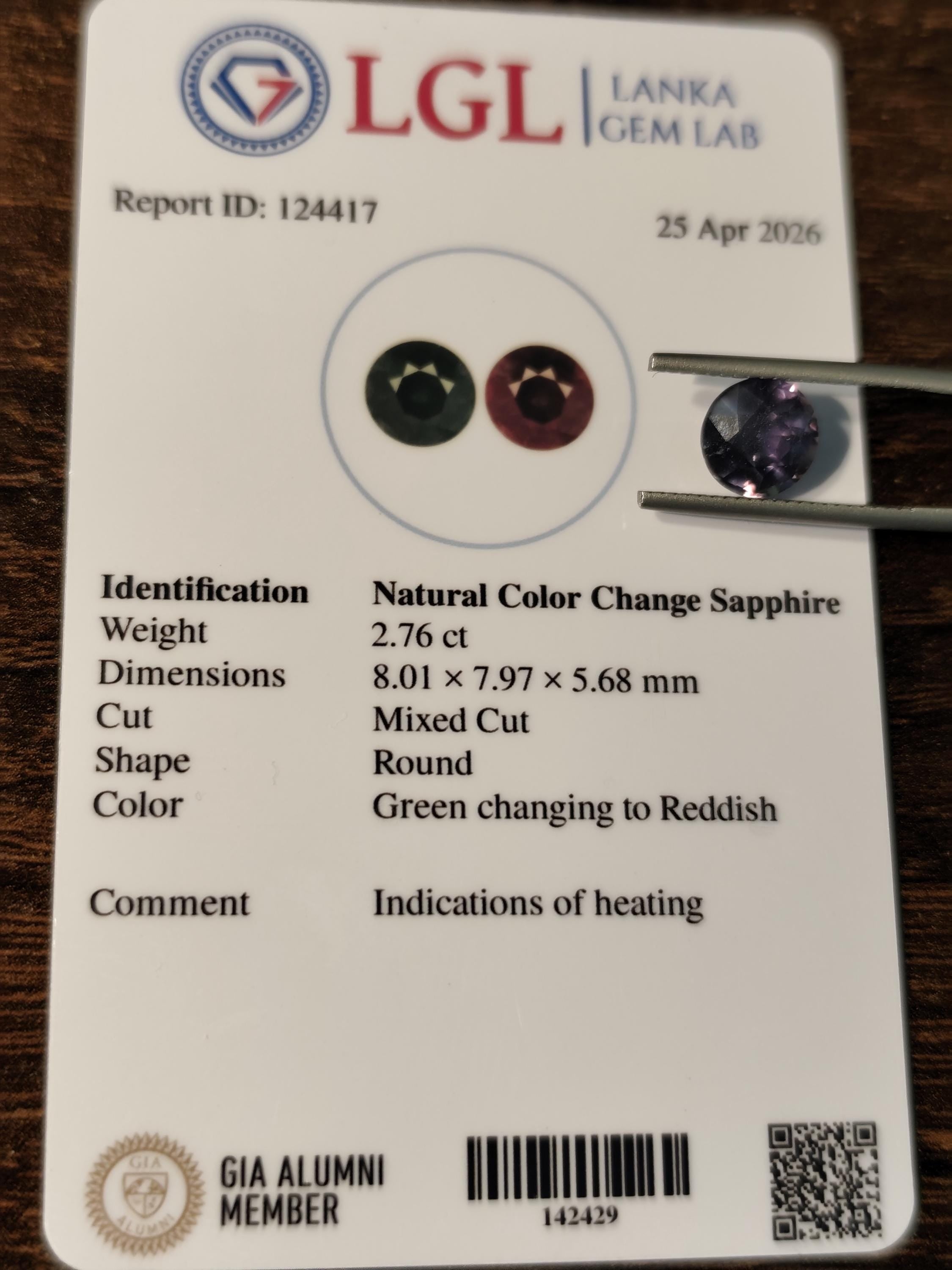 2.76 Ct Natural Color Change Sapphire | Teal To Reddish Purple | Certified Sapphire Sri Lanka