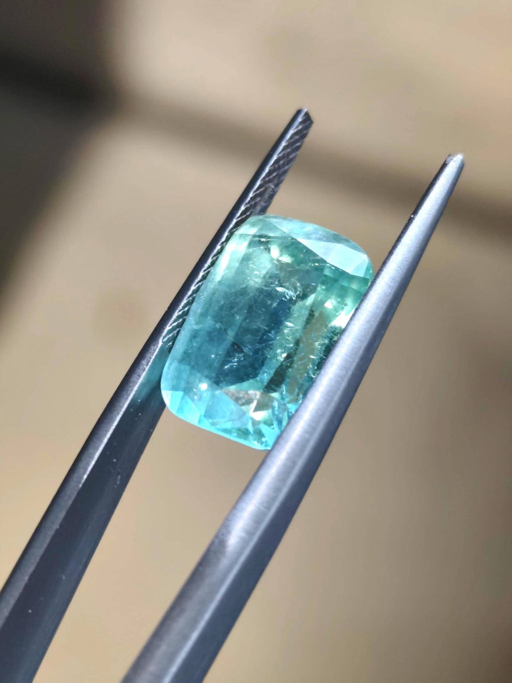 Natural Seafoam Green Tourmaline 8.39 Ct Cushion – Greenish Blue Afghan Tourmaline – Large Collector Gemstone