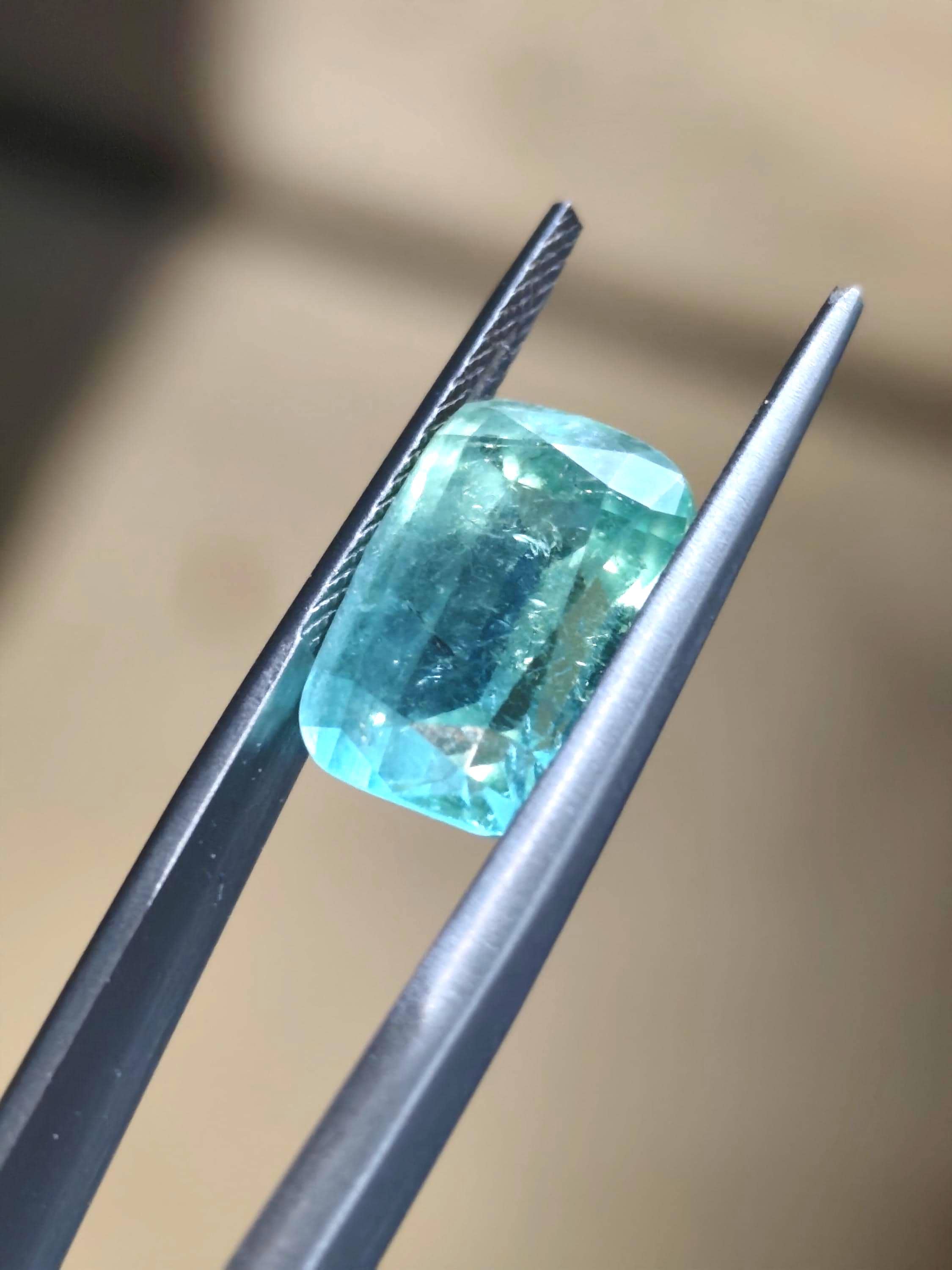 Natural Seafoam Green Tourmaline 8.39 Ct Cushion – Greenish Blue Afghan Tourmaline – Large Collector Gemstone