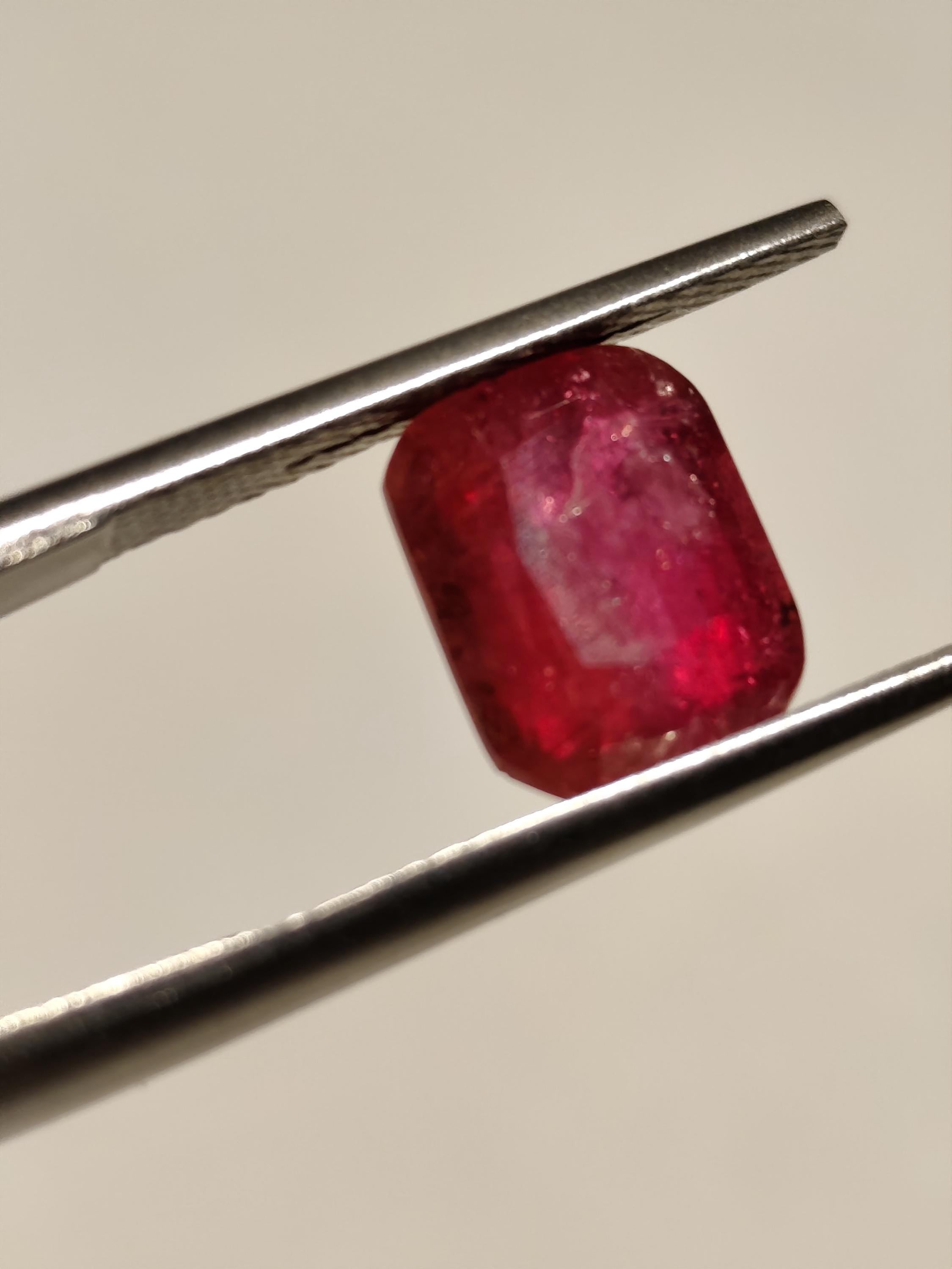 Natural Rubellite Tourmaline 3.20 Ct  Pinkish Red  Cushion Cut Loose Gemstone Afghan
