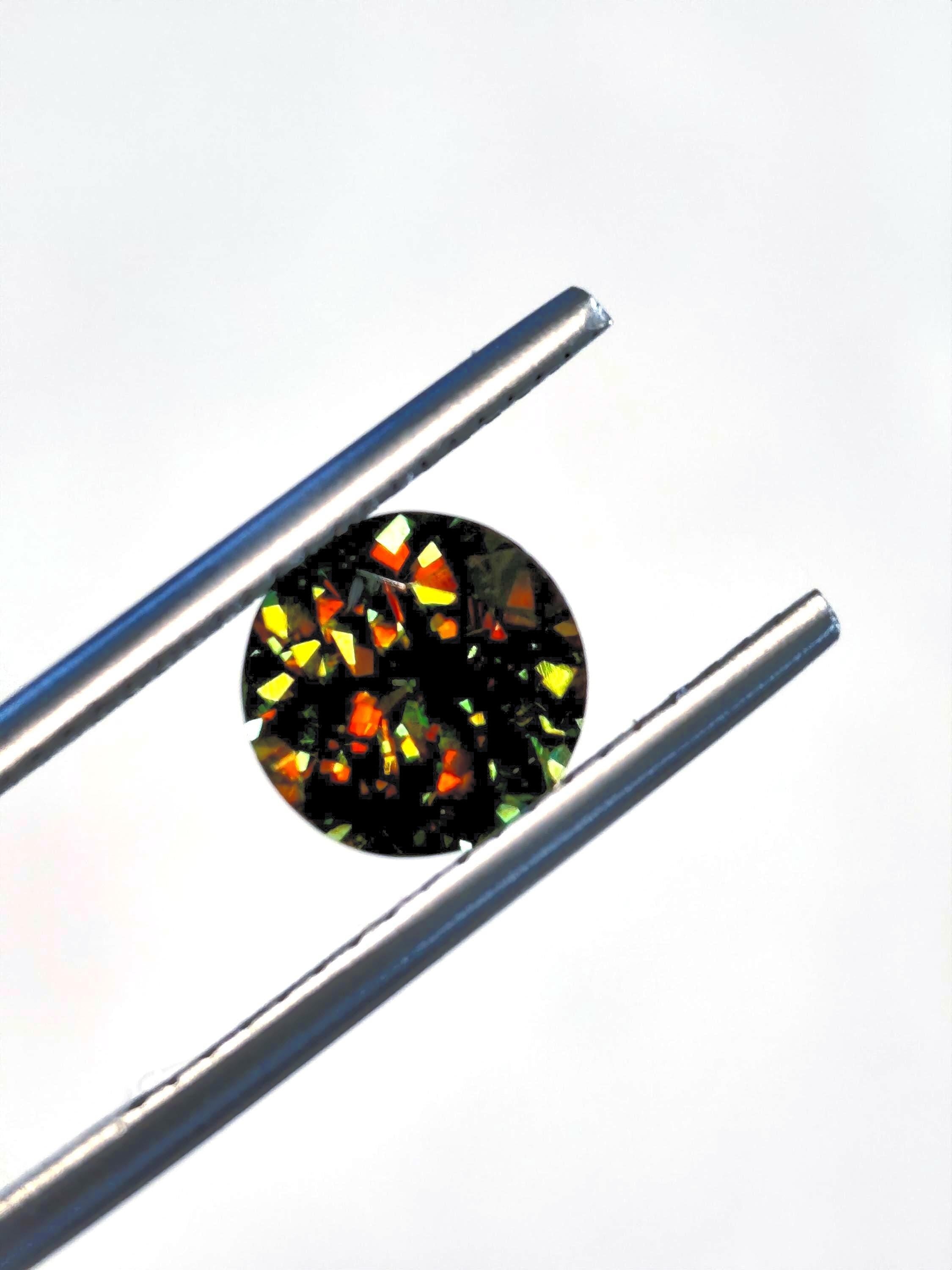 1.59 ct Natural Sphene Titanite Round | Exceptional Fire Dispersion | Deep Forest Green Flashy Gem