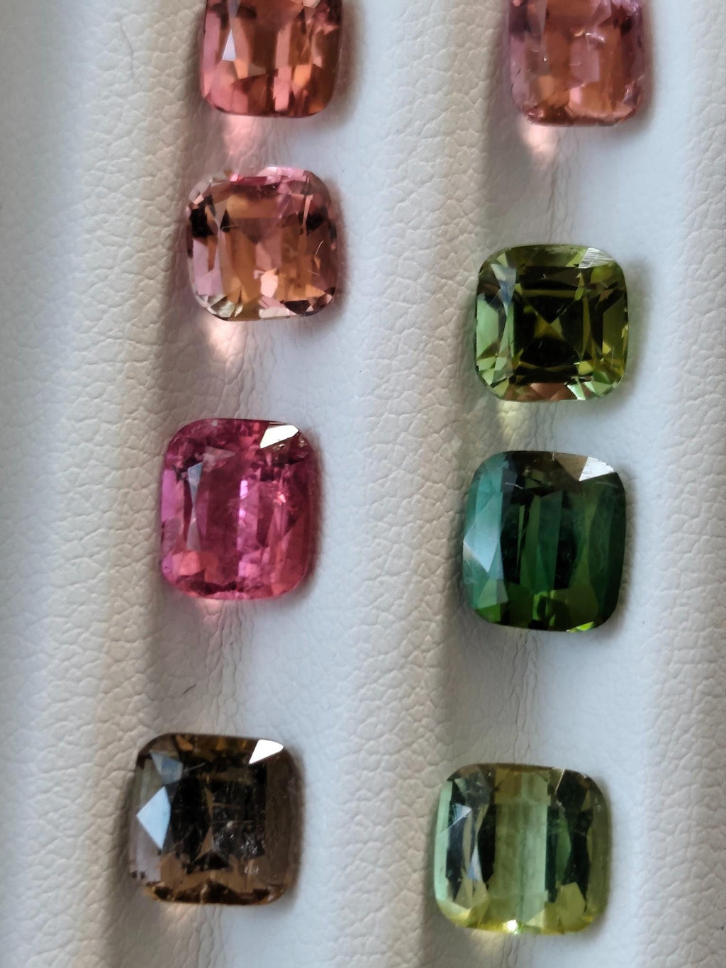 23.30 Ct Natural Afghan Tourmaline Suite | Luxury Matched Pairs | Pink Green Teal Cushion Gemstones
