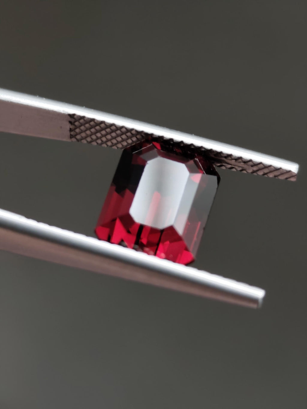 5.97 Ct Natural Rhodolite Garnet Deep Raspberry Red Emerald Cut Certified Pyrope Almandine Gemstone