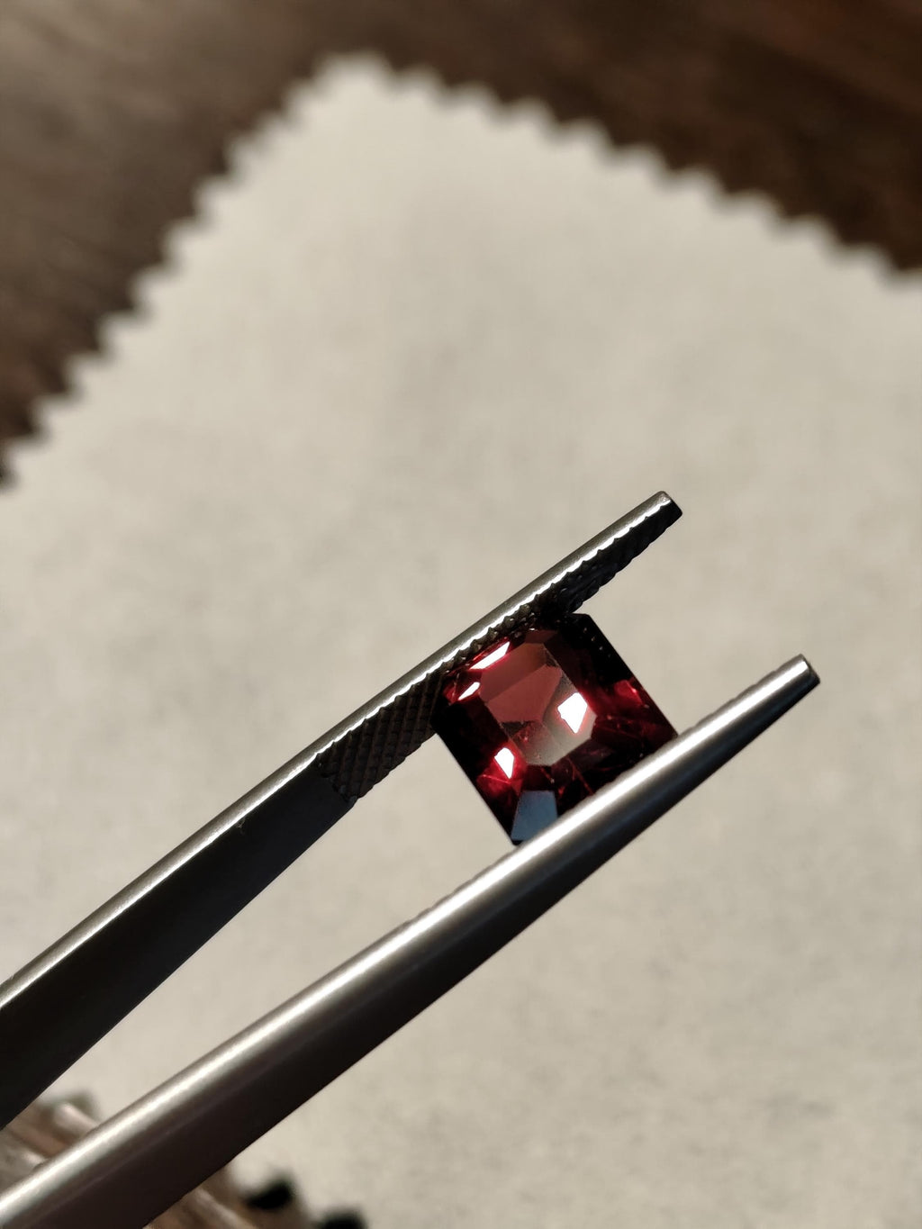 5.97 Ct Natural Rhodolite Garnet Deep Raspberry Red Emerald Cut Certified Pyrope Almandine Gemstone