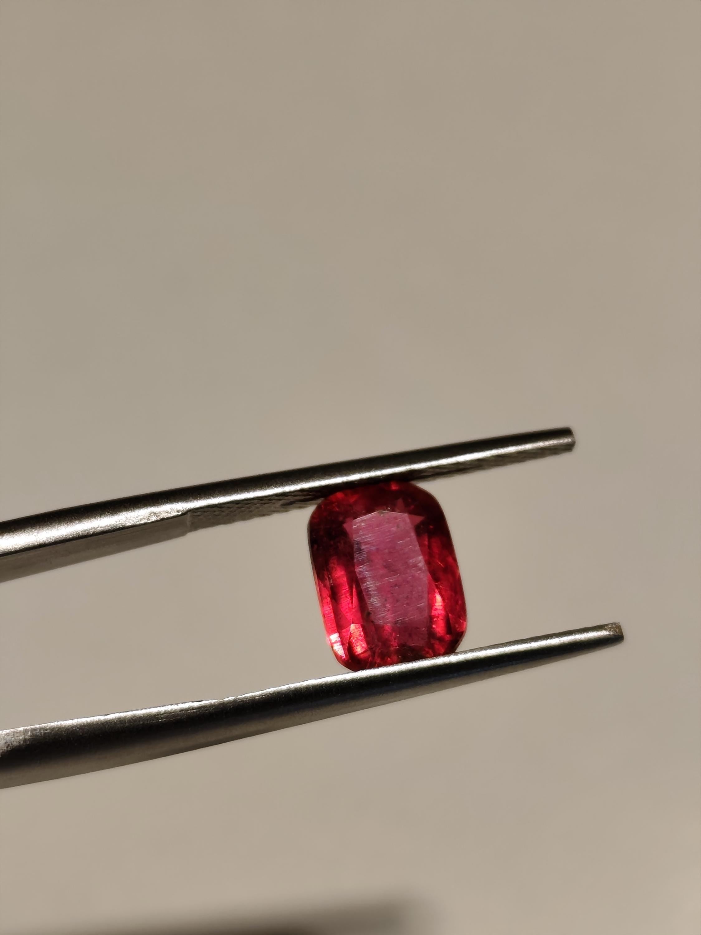 Natural Rubellite Tourmaline 1.73 Ct – Rich Raspberry Red – Cushion Cut – Afghanistan – Loose Gemstone