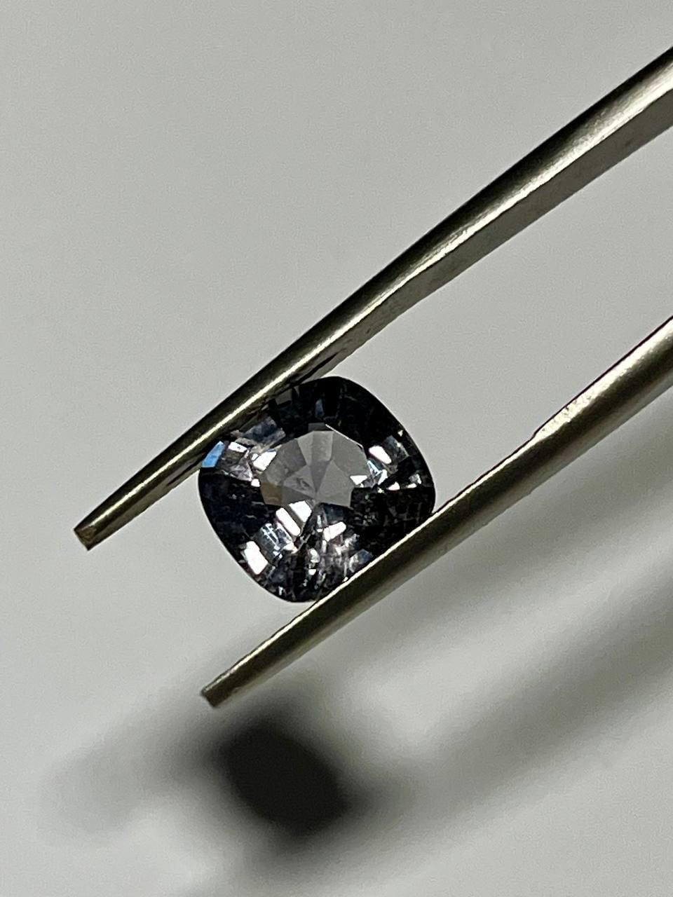 Natural Grey Spinel Gemstone, 3.36 CT Cushion Cut Burma No Heat, Stormy Grey Color