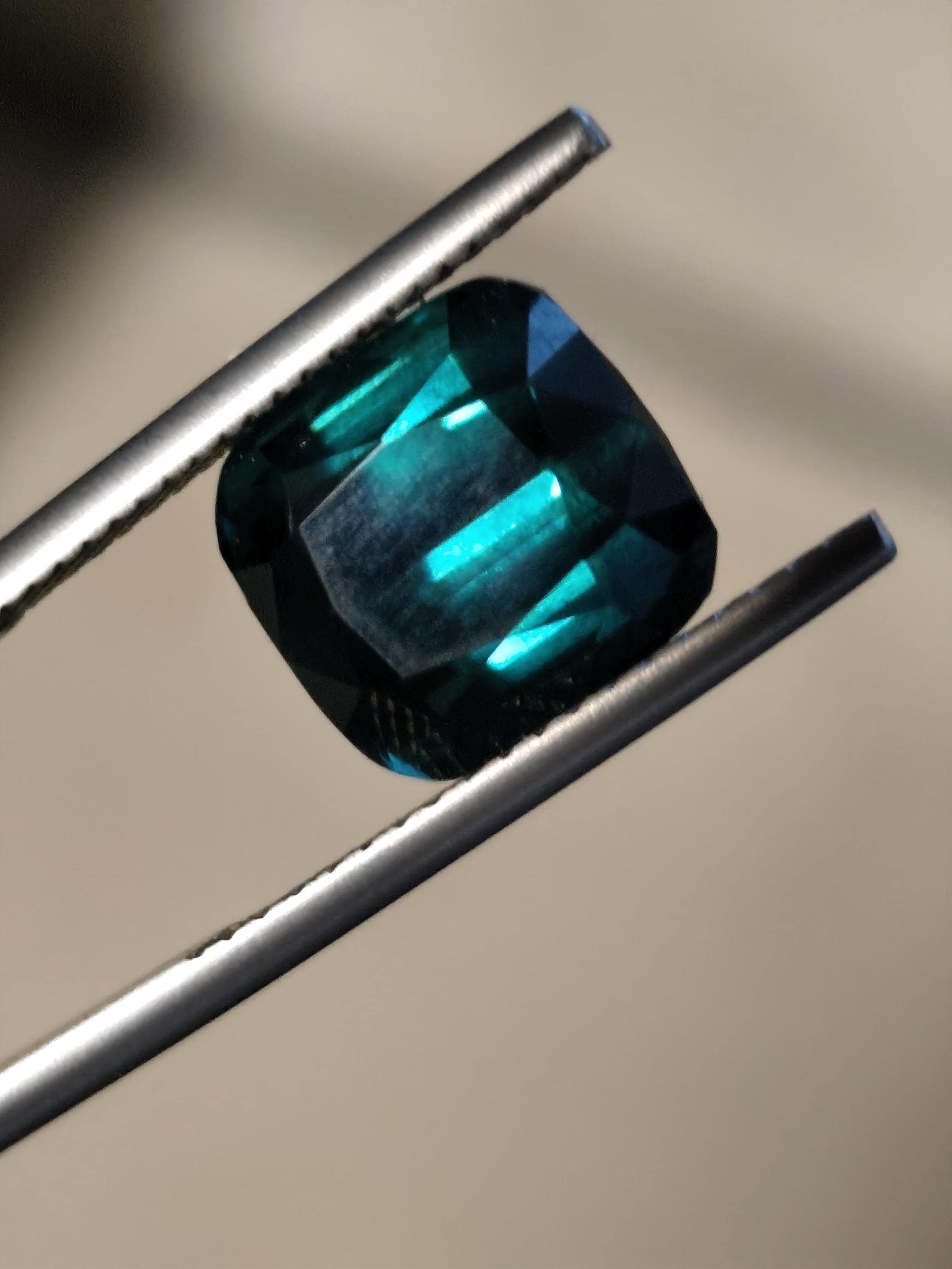 Natural Afghan Teal Tourmaline 6.13 Ct Cushion Cut Clean Bluish Green Gemstone
