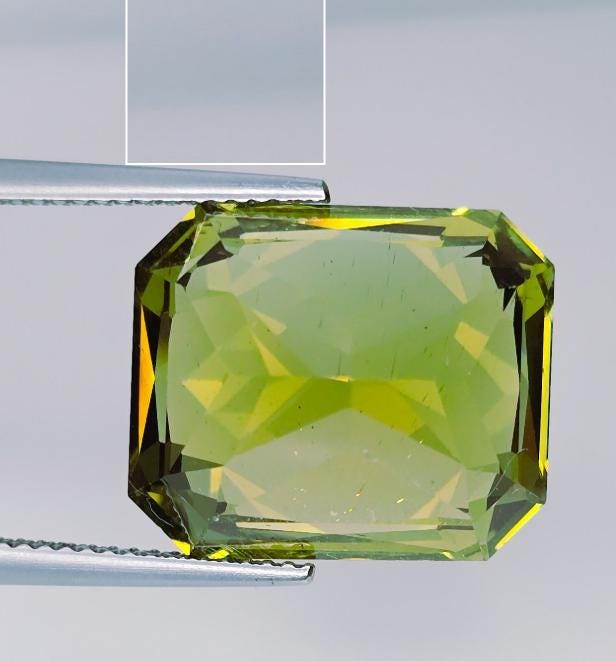 Natural Yellow Green Apatite 23.07 Ct – IGI Certified – Bright Lemon Green – Large Cornered Rectangular