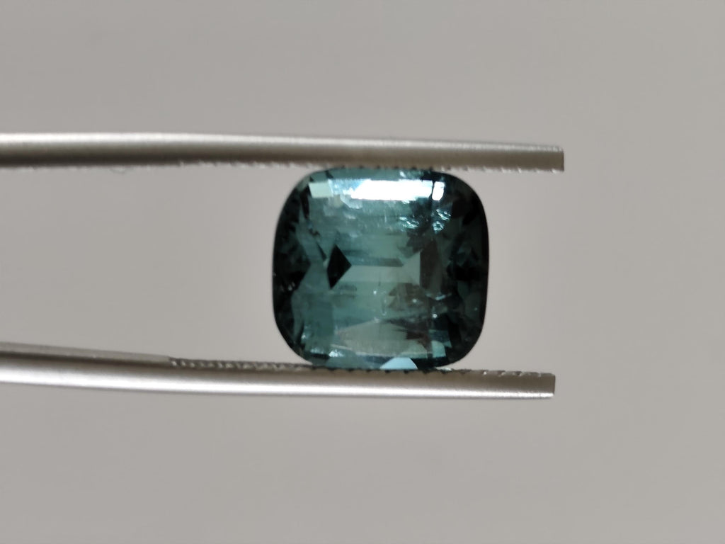 5.51 Ct Natural Lagoon Blue Green Bi Color Tourmaline Cushion Untreated Neon Teal Afghanistan