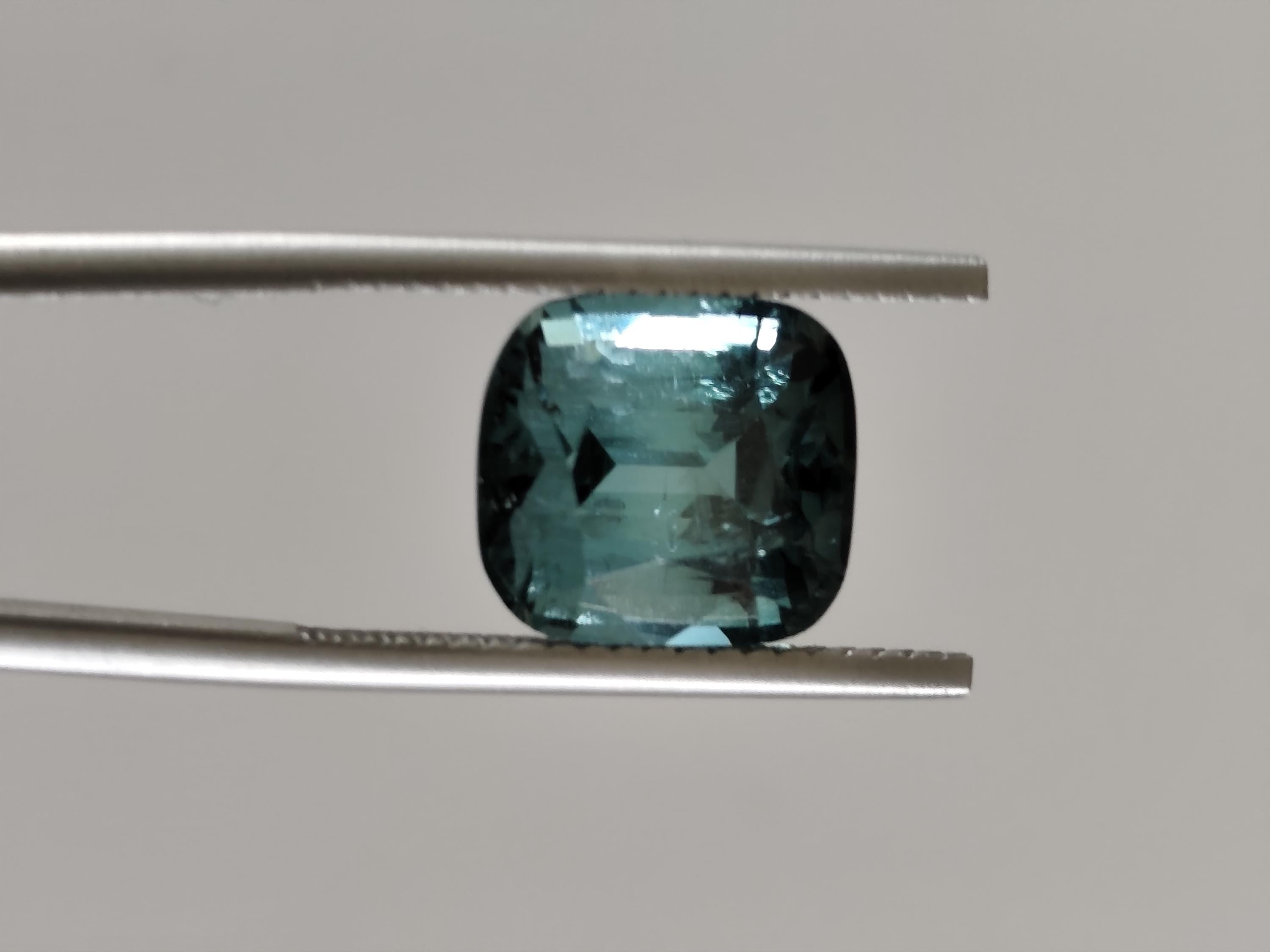 5.51 Ct Natural Lagoon Blue Green Bi Color Tourmaline Cushion Untreated Neon Teal Afghanistan