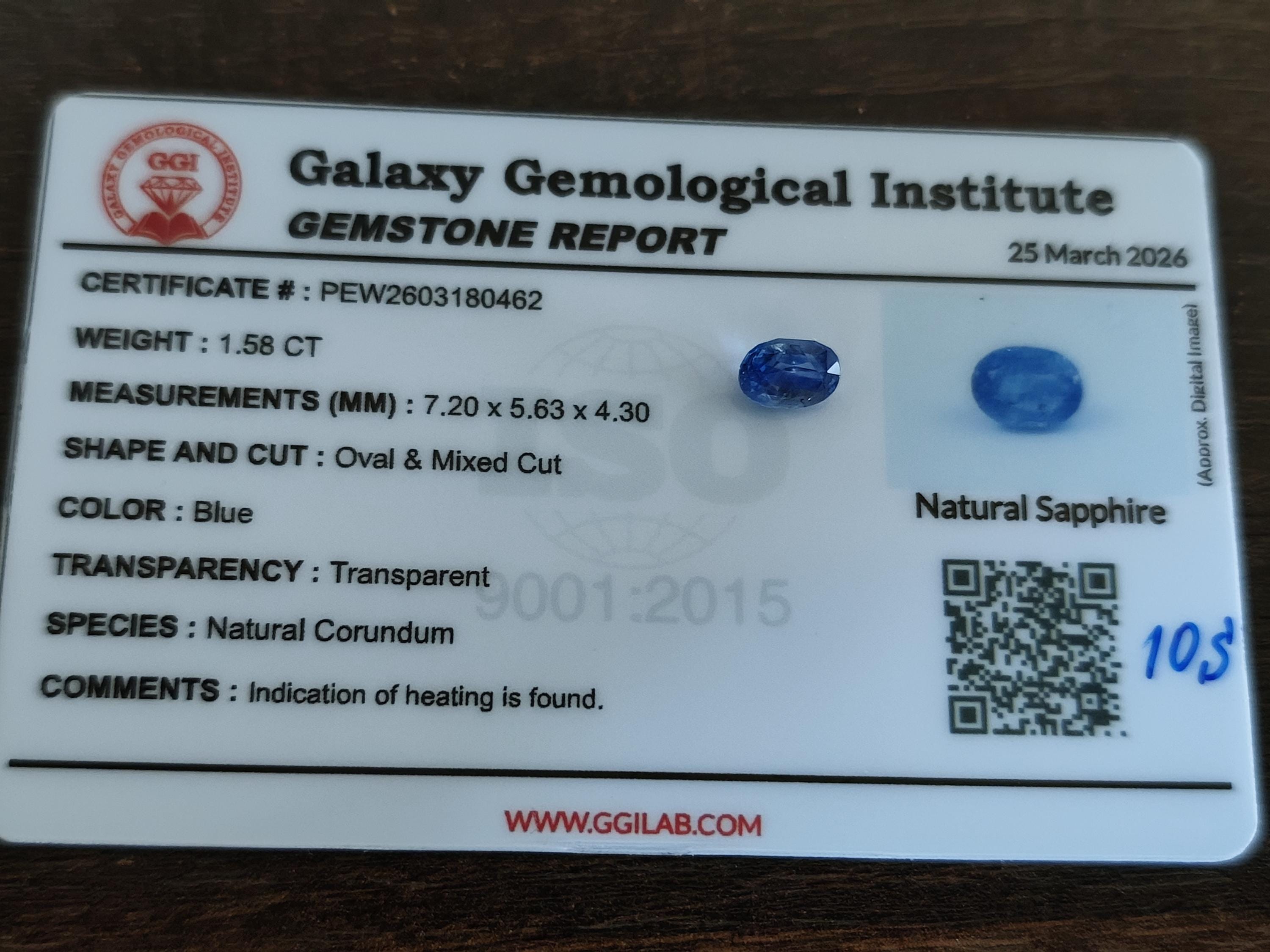 1.58 Ct Electric Royal Blue Sapphire Natural Heated Oval Vivid Neon Gemstone  for Ring