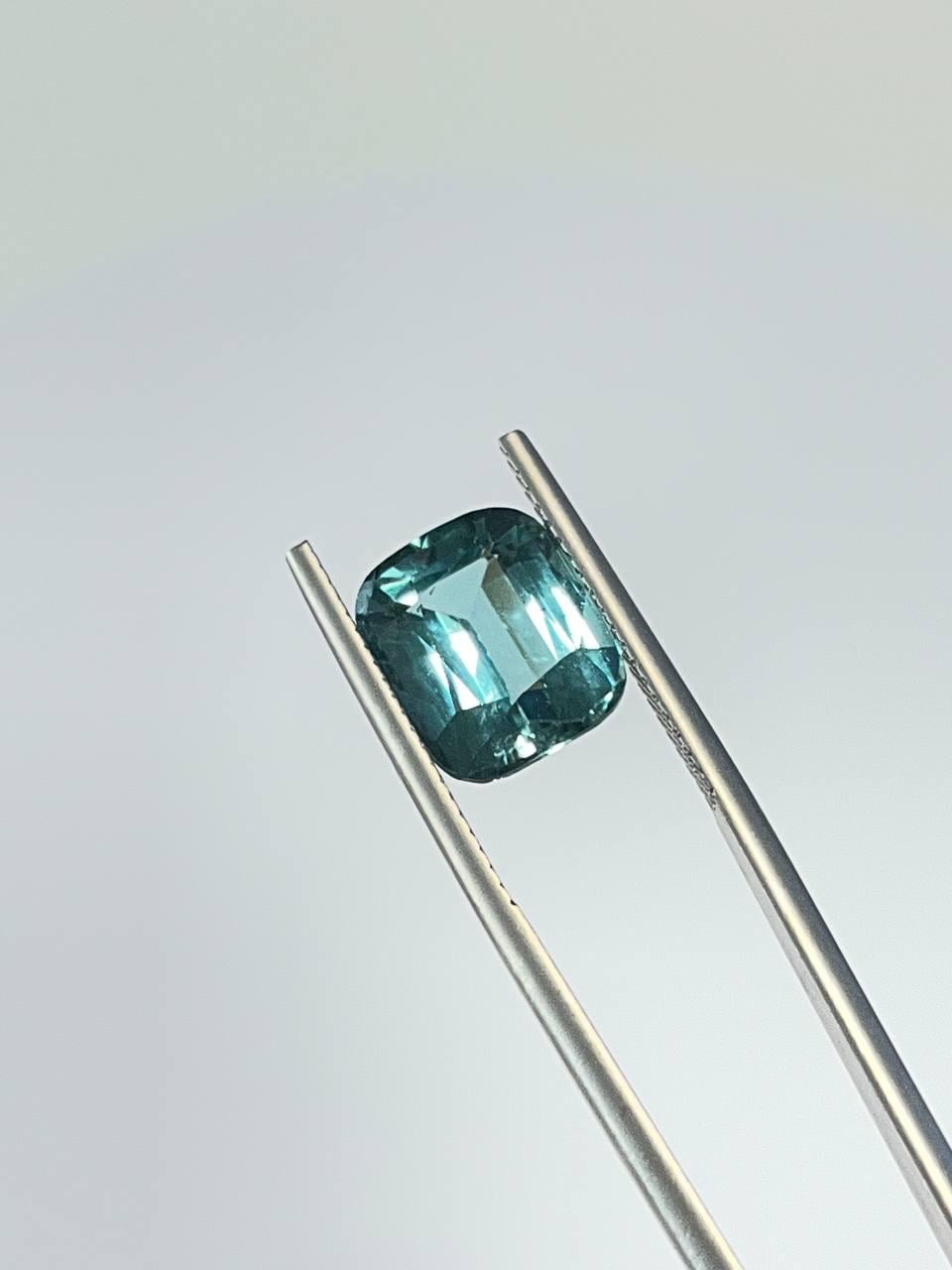Natural Seafoam Tourmaline Gemstone, 4.83 Ct Cushion Cut Loose Stone, Certified
