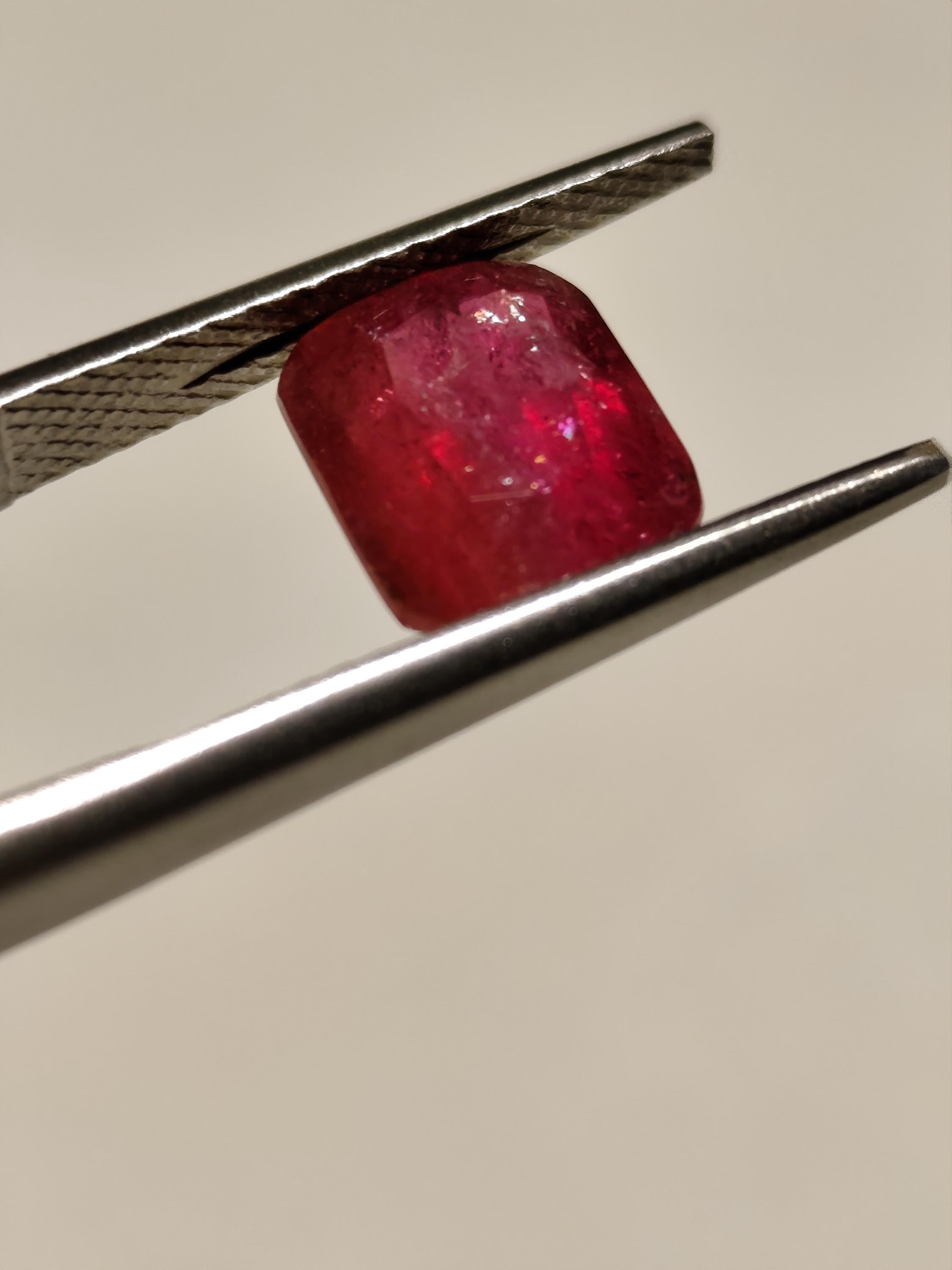 Natural Rubellite Tourmaline 3.20 Ct  Pinkish Red  Cushion Cut Loose Gemstone Afghan