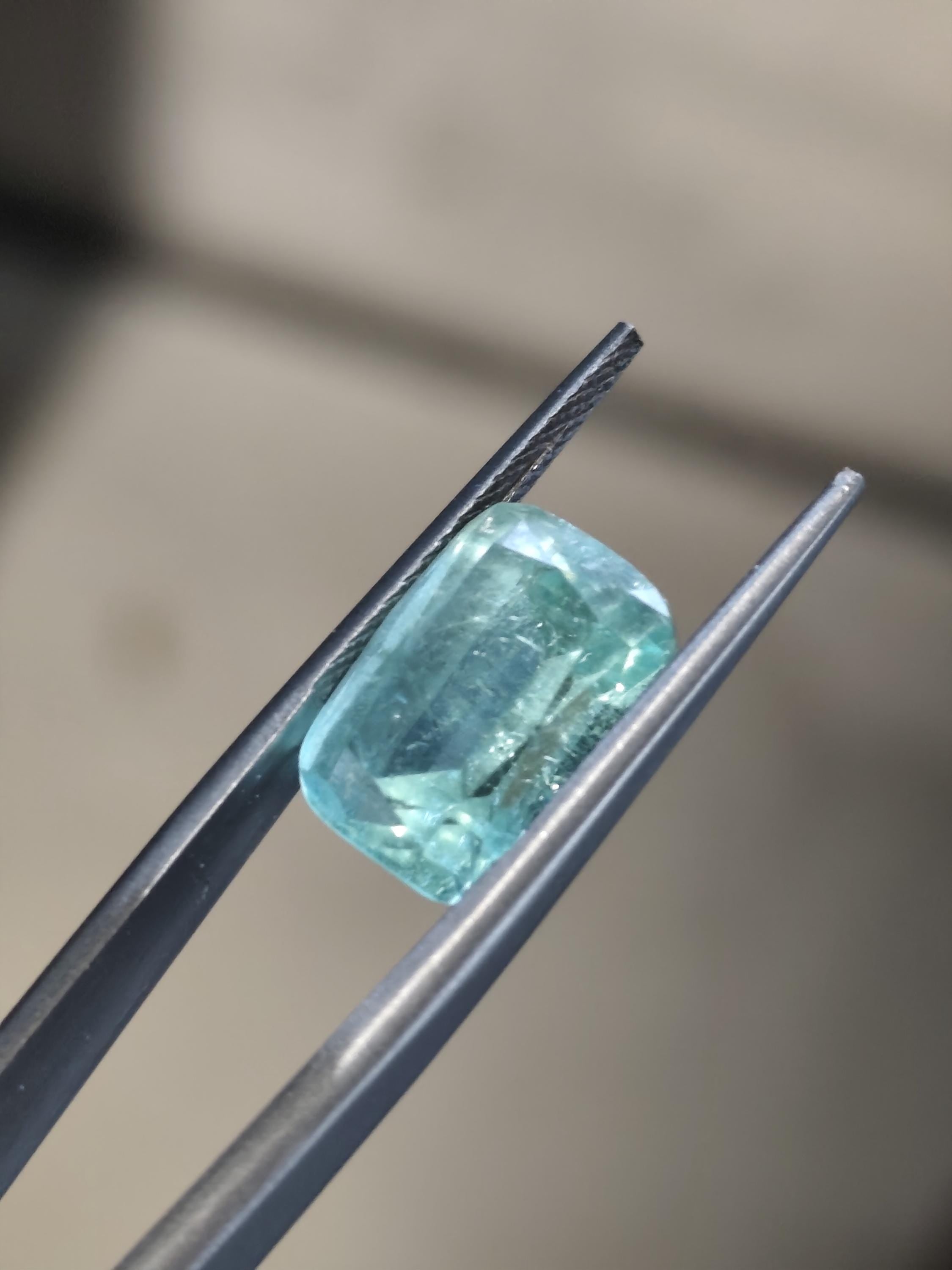 Natural Seafoam Green Tourmaline 8.39 Ct Cushion – Greenish Blue Afghan Tourmaline – Large Collector Gemstone