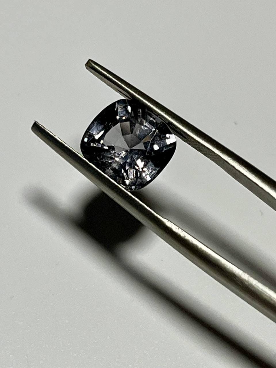 Natural Grey Spinel Gemstone, 3.36 CT Cushion Cut Burma No Heat, Stormy Grey Color