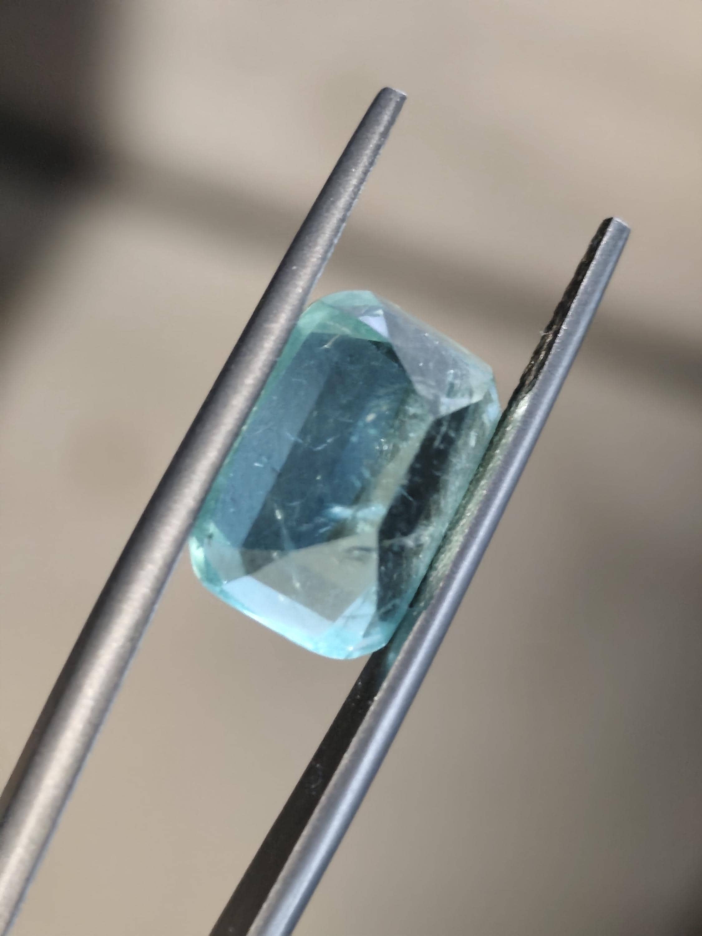 Natural Seafoam Green Tourmaline 8.39 Ct Cushion – Greenish Blue Afghan Tourmaline – Large Collector Gemstone