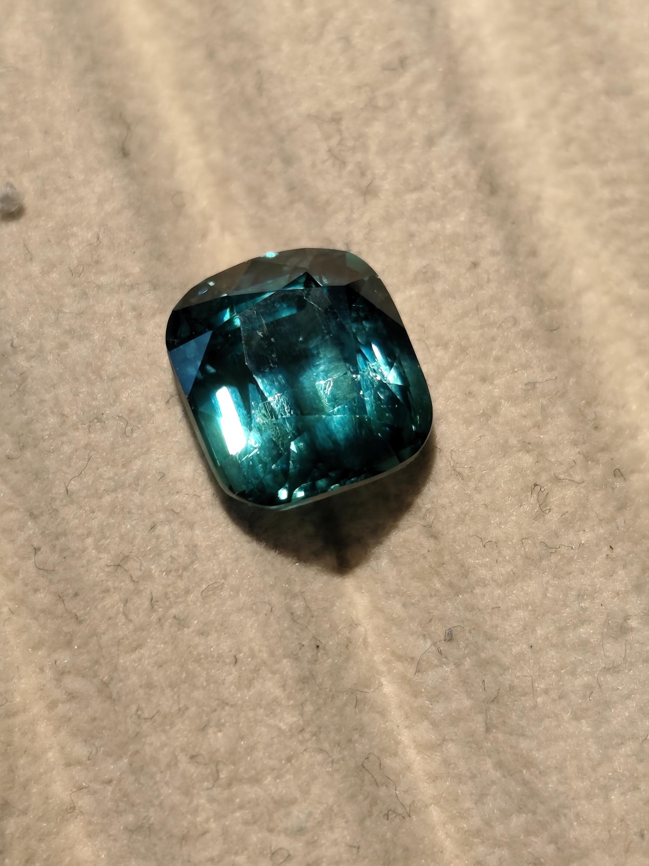 5.51 Ct Natural Lagoon Blue Green Bi Color Tourmaline Cushion Untreated Neon Teal Afghanistan