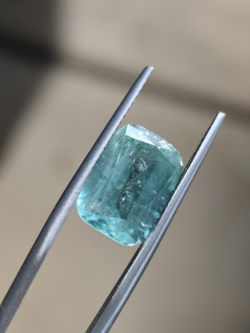 Natural Seafoam Green Tourmaline 8.39 Ct Cushion – Greenish Blue Afghan Tourmaline – Large Collector Gemstone