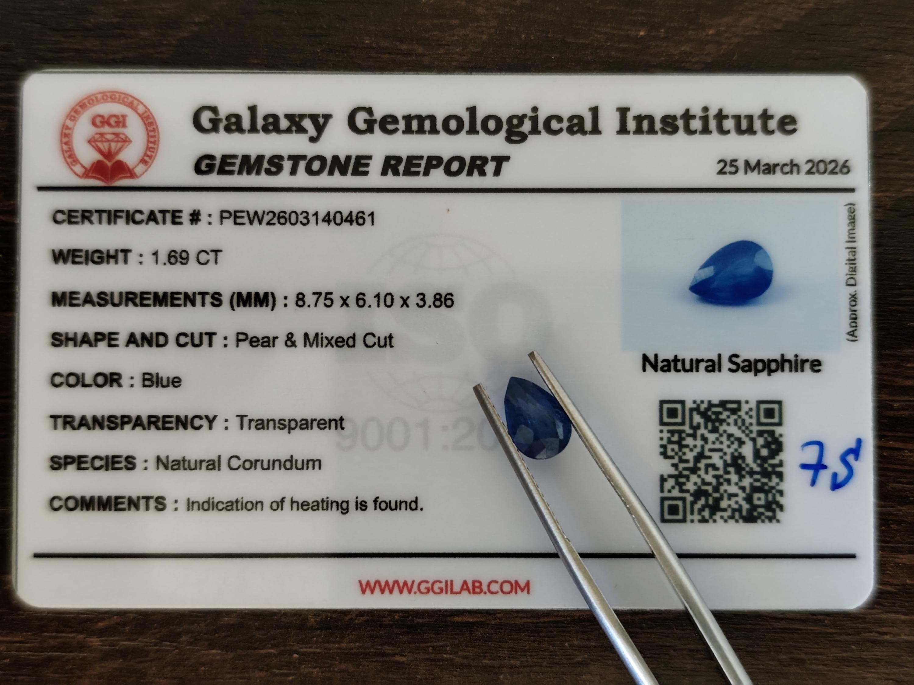 Natural Vivid Electric Blue Sapphire 1.69 Ct Pear Cut Heated Loose Gemstone Certified Corundum