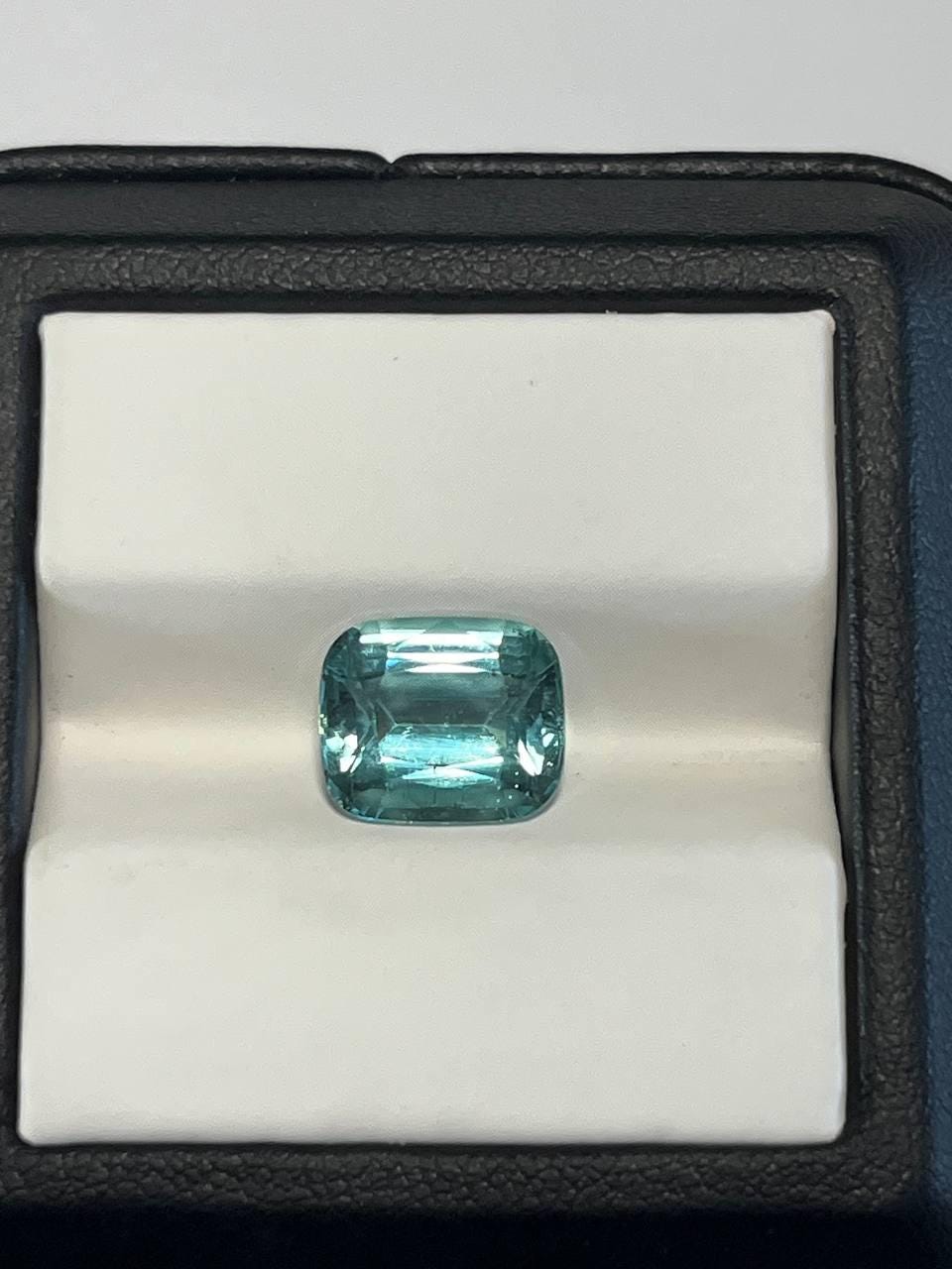 Natural Seafoam Tourmaline Gemstone, 4.83 Ct Cushion Cut Loose Stone, Certified