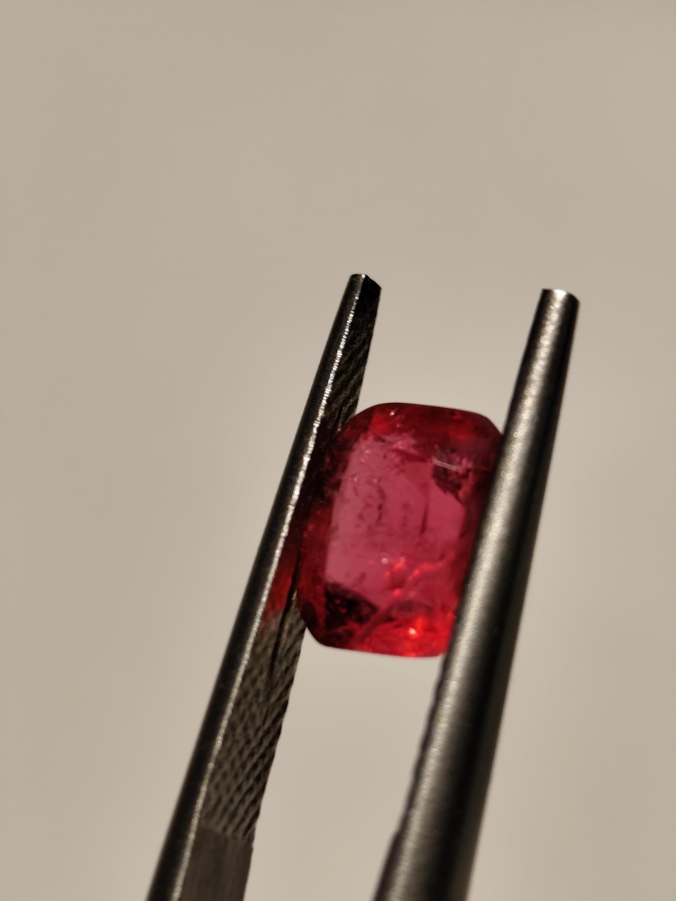 1.93 Ct Natural Rubellite Tourmaline – Pinkish Red Cushion Cut – Afghan Gemstone – Loose Stone