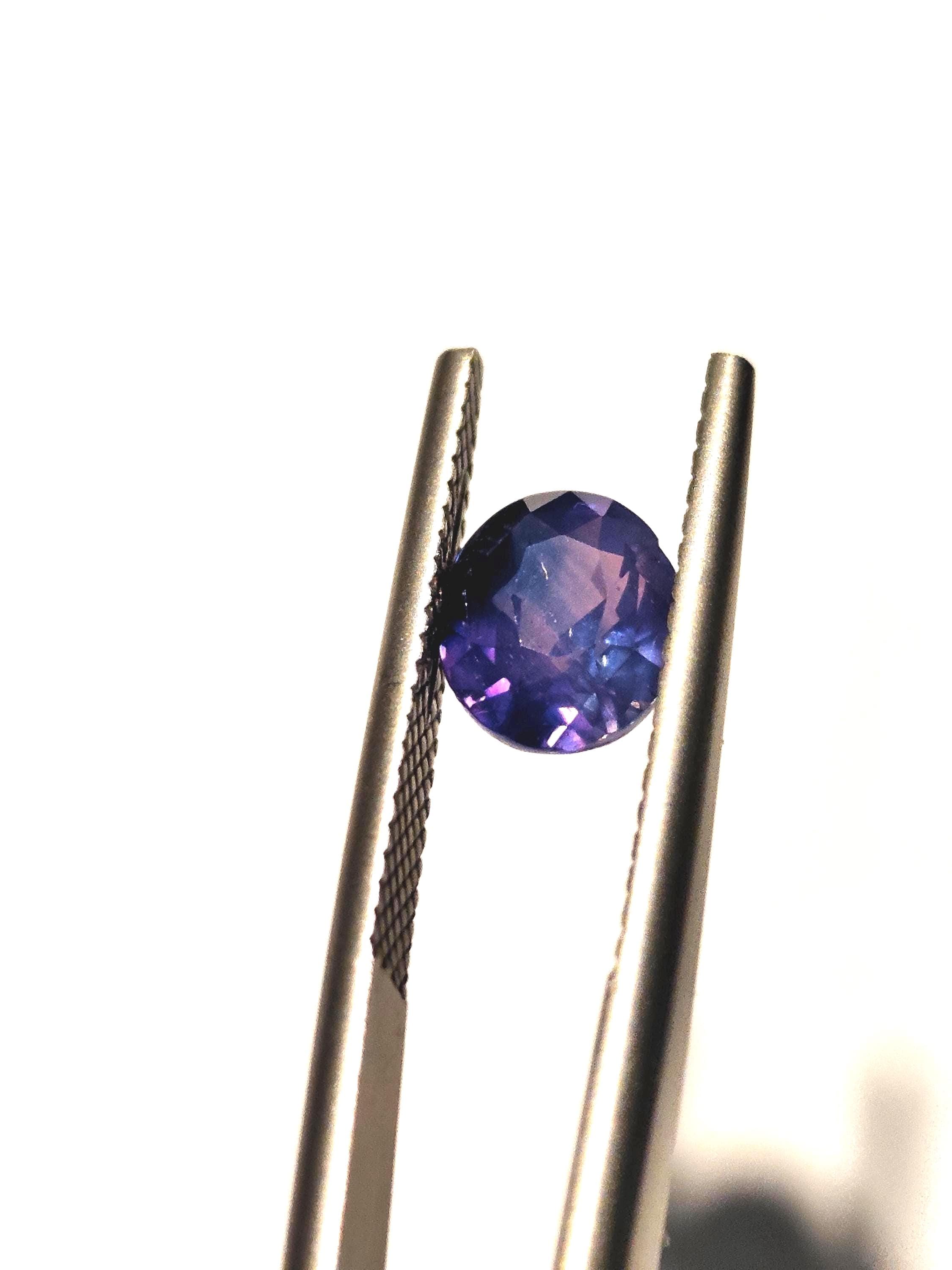 2.00 Ct Unheated Color Shift Sapphire Natural Bi-Color Blue Violet Ceylon Oval Gemstone