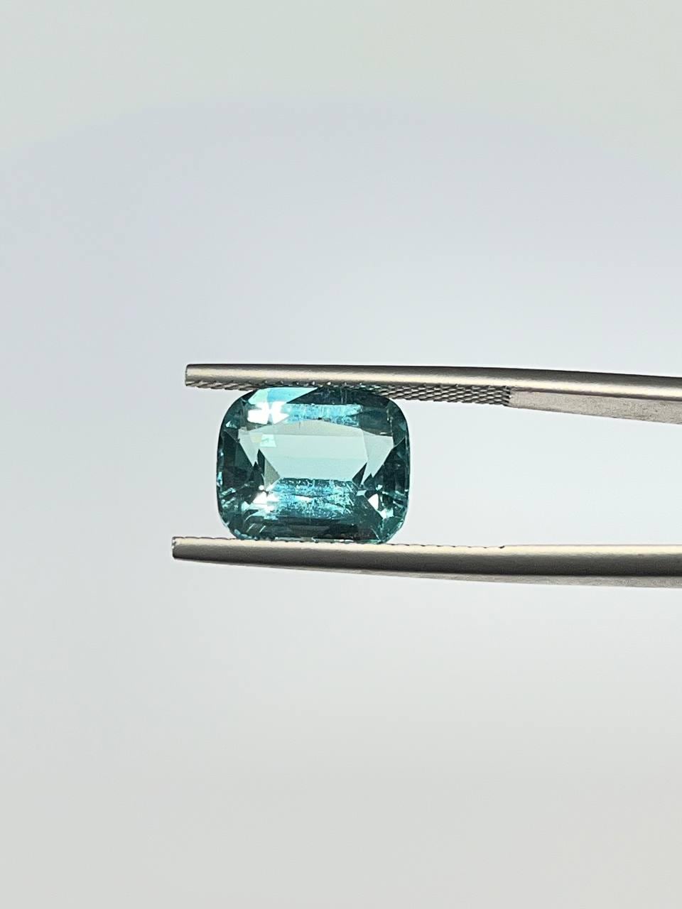Natural Seafoam Tourmaline Gemstone, 4.83 Ct Cushion Cut Loose Stone, Certified