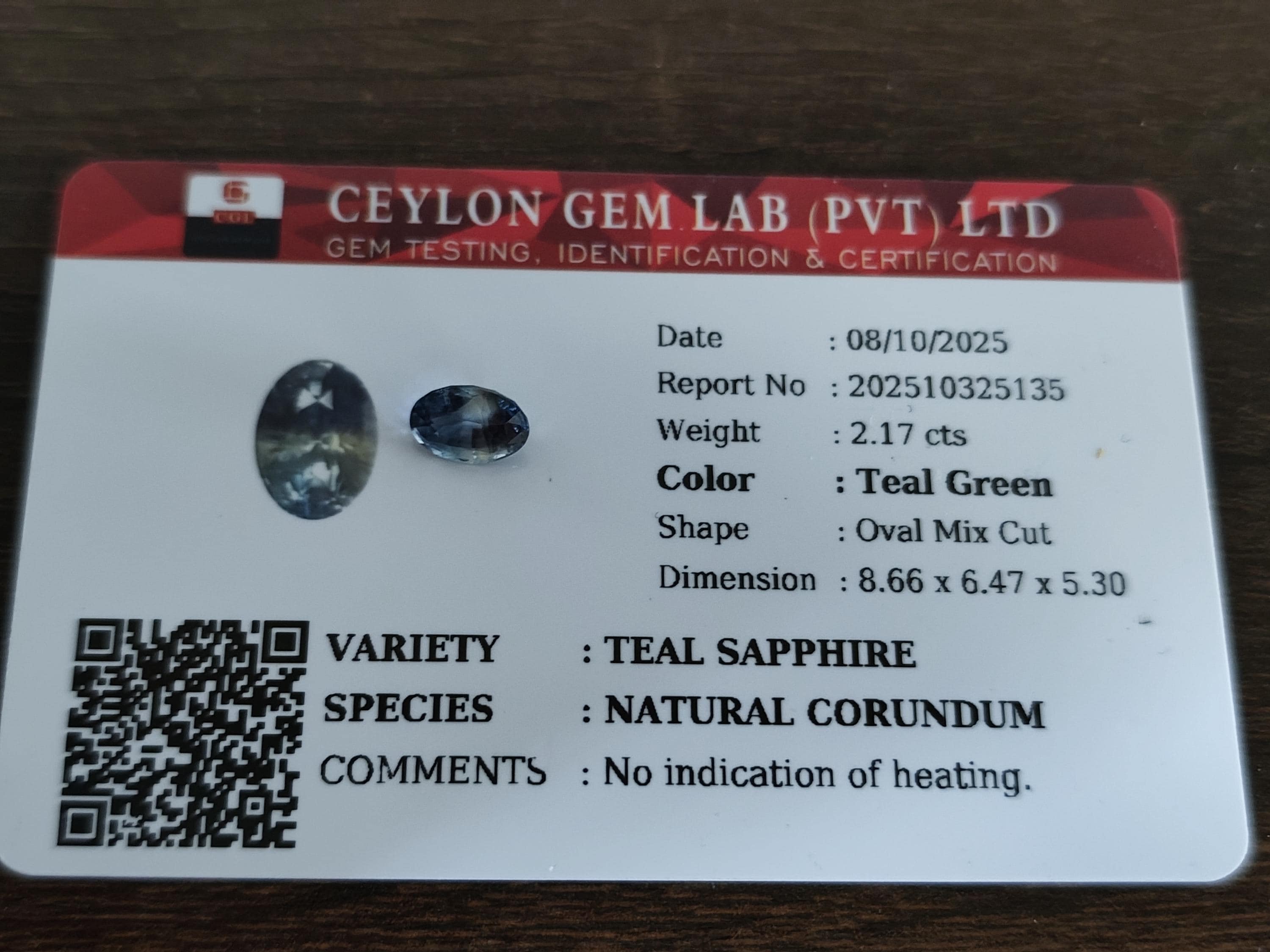2.17 Ct Unheated Peacock Teal Sapphire Natural Ceylon Blue Green Sapphire Oval Loose Gemstone