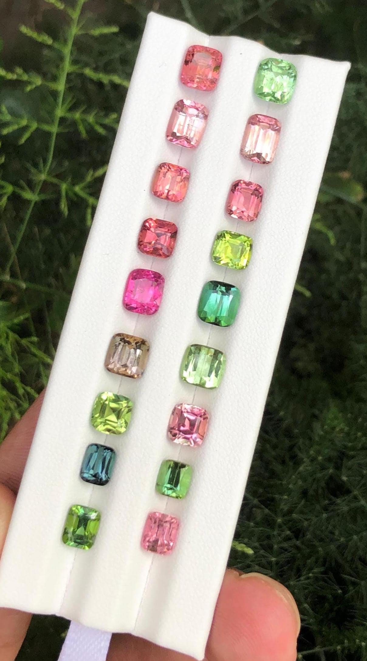 23.30 Ct Natural Afghan Tourmaline Suite | Luxury Matched Pairs | Pink Green Teal Cushion Gemstones