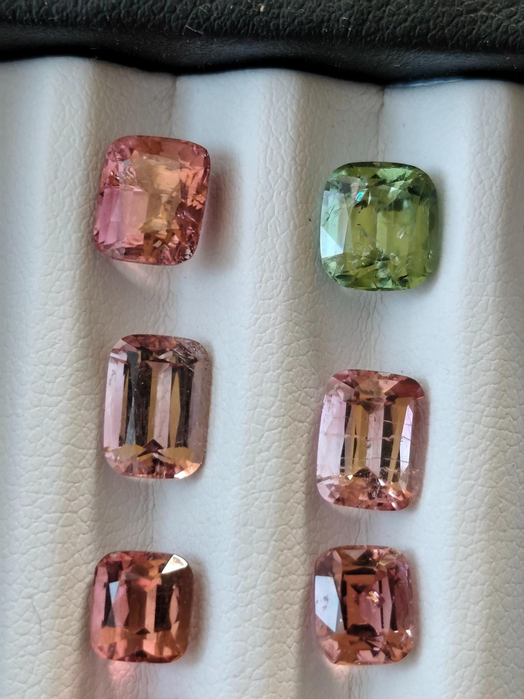 23.30 Ct Natural Afghan Tourmaline Suite | Luxury Matched Pairs | Pink Green Teal Cushion Gemstones