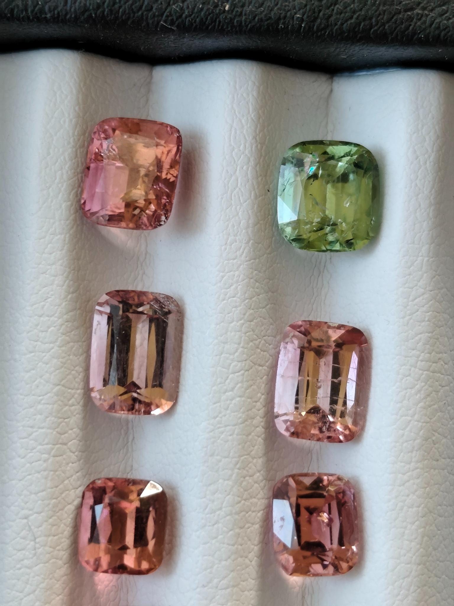 23.30 Ct Natural Afghan Tourmaline Suite | Luxury Matched Pairs | Pink Green Teal Cushion Gemstones