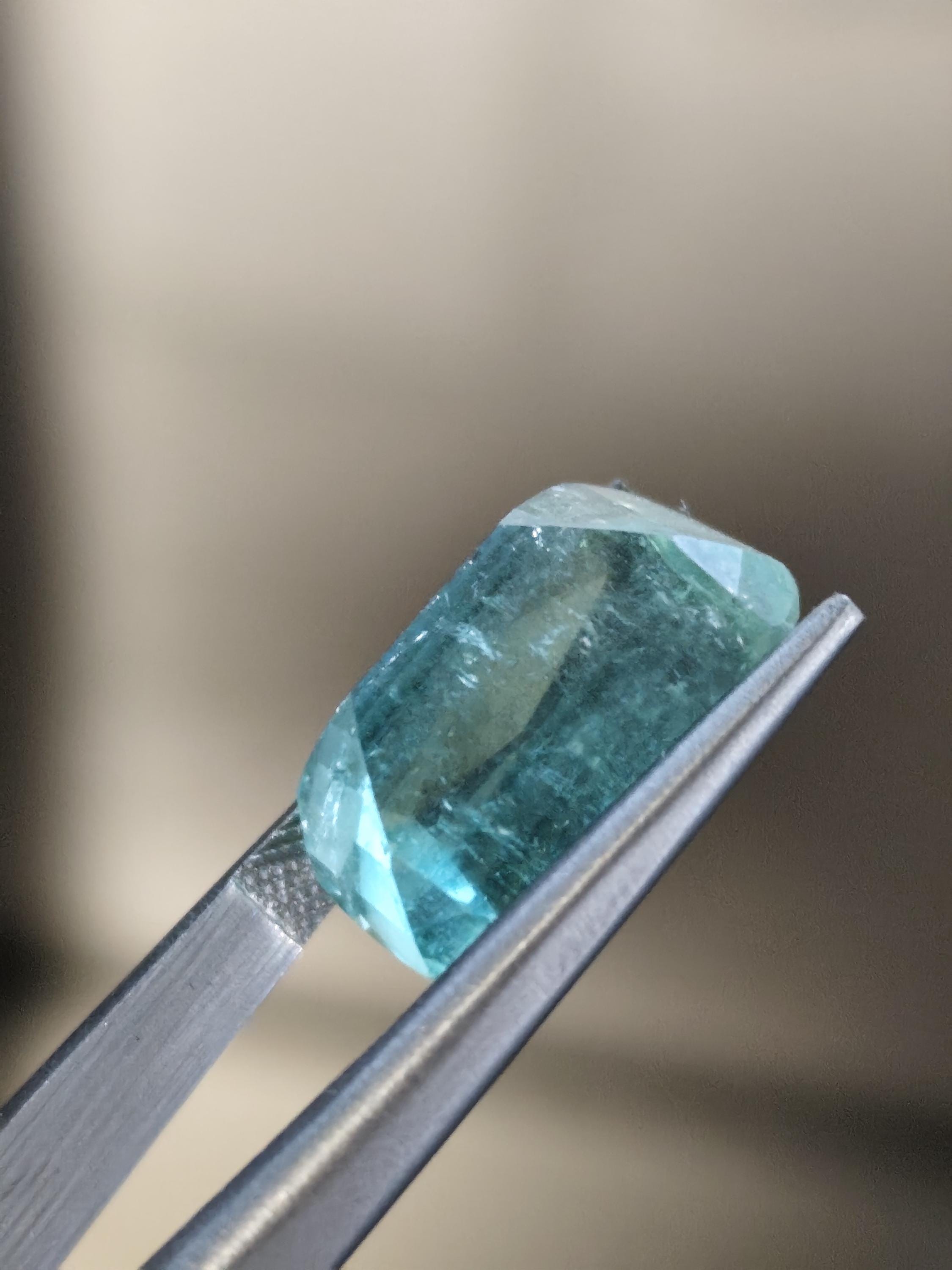 14.30 Ct Natural Seafoam Green Tourmaline Cushion Cut Afghan Loose Gemstone