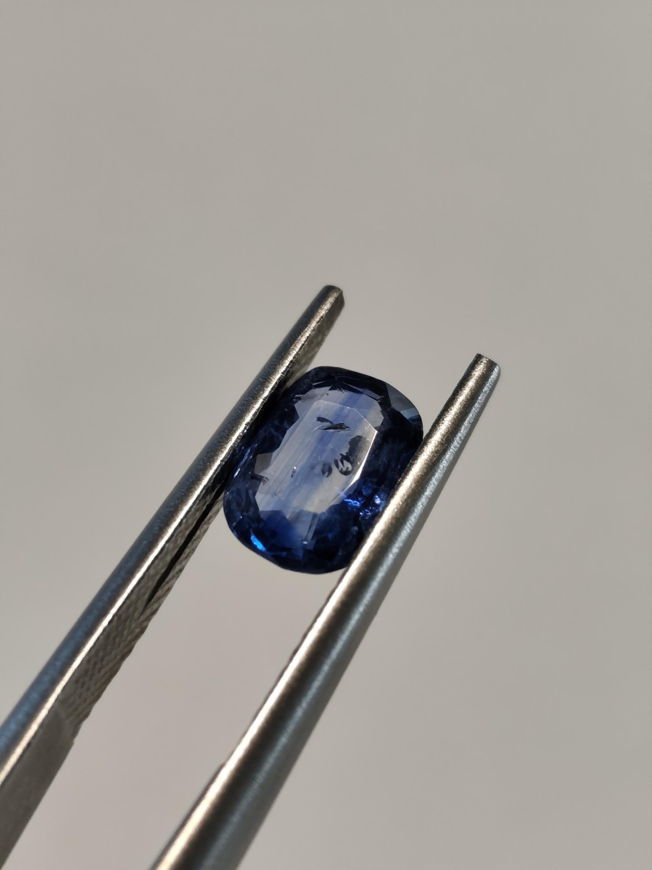 Vivid Electric Blue Sapphire 1.57 Ct Cushion Cut Natural Certified Sapphire Loose Gemstone