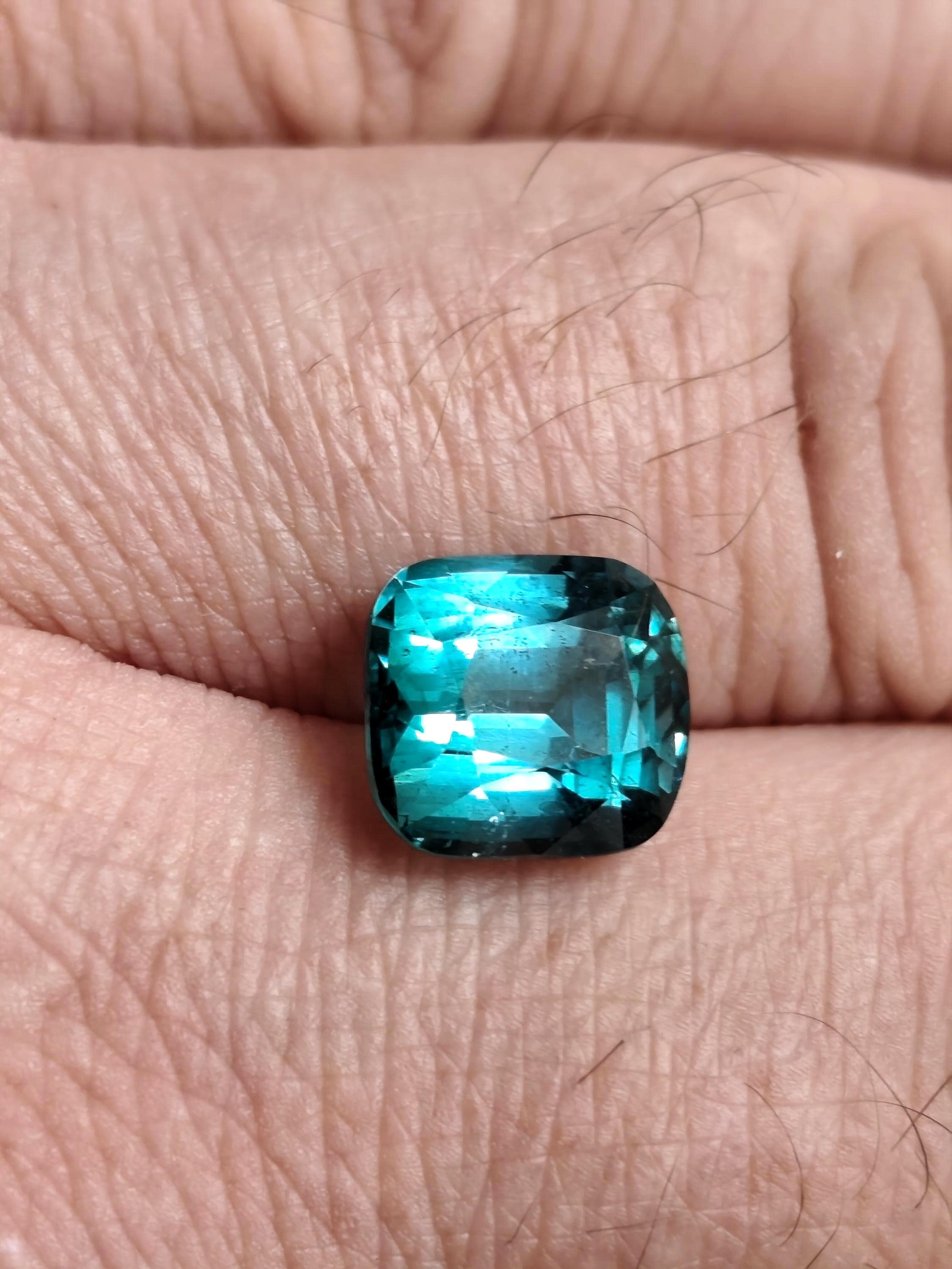 5.51 Ct Natural Lagoon Blue Green Bi Color Tourmaline Cushion Untreated Neon Teal Afghanistan