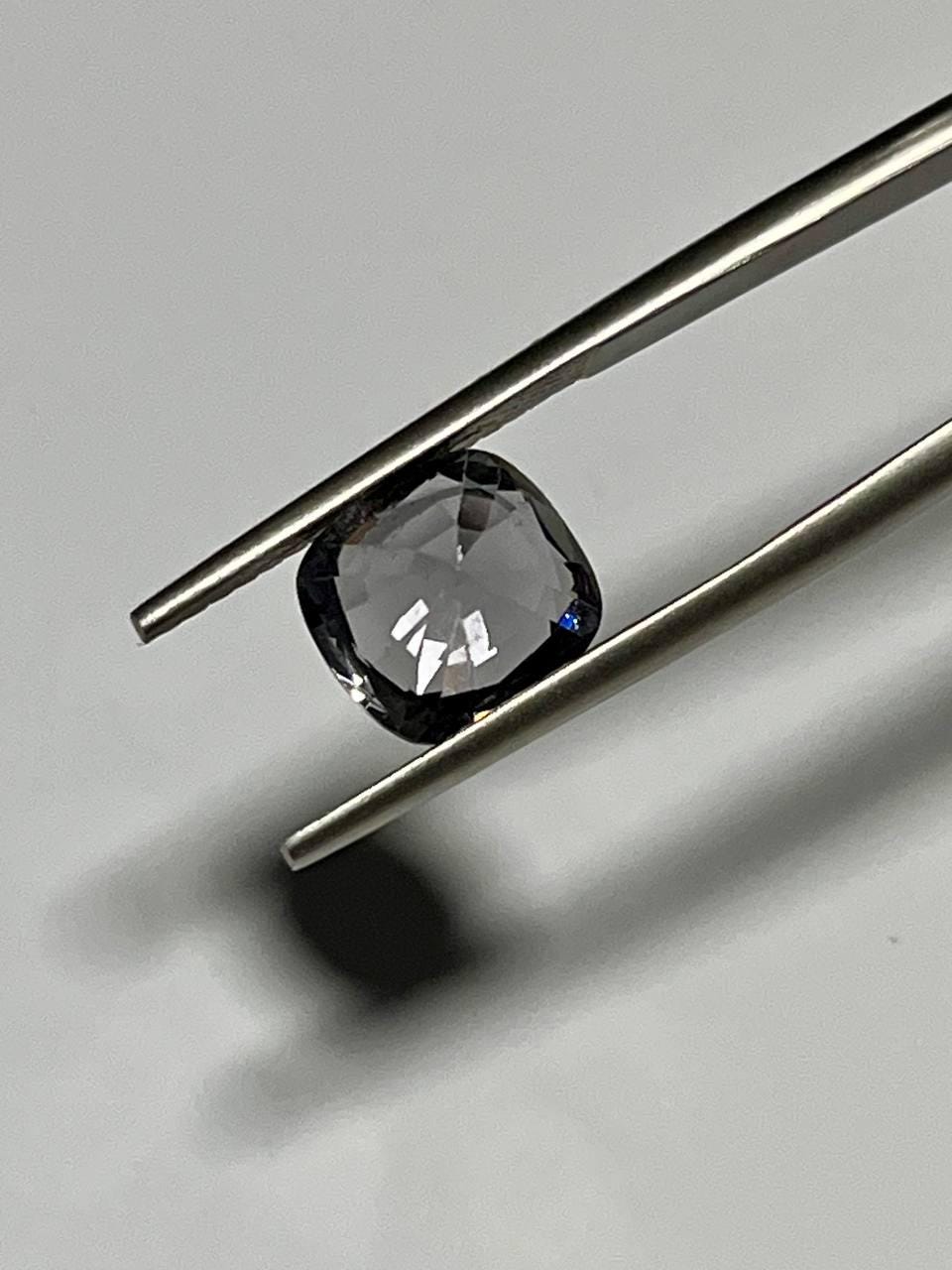 Natural Grey Spinel Gemstone, 3.36 CT Cushion Cut Burma No Heat, Stormy Grey Color