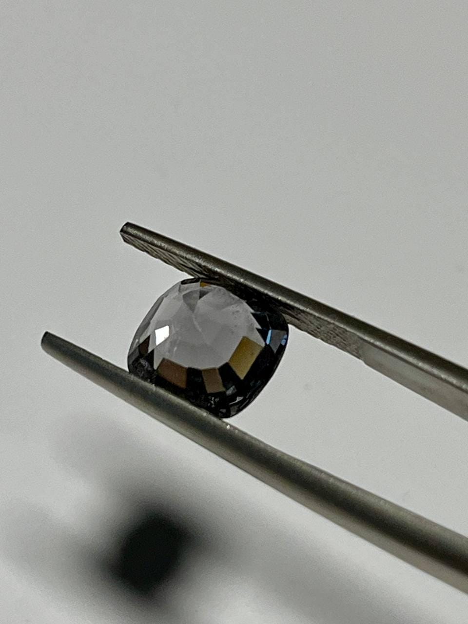 Natural Grey Spinel Gemstone, 3.36 CT Cushion Cut Burma No Heat, Stormy Grey Color