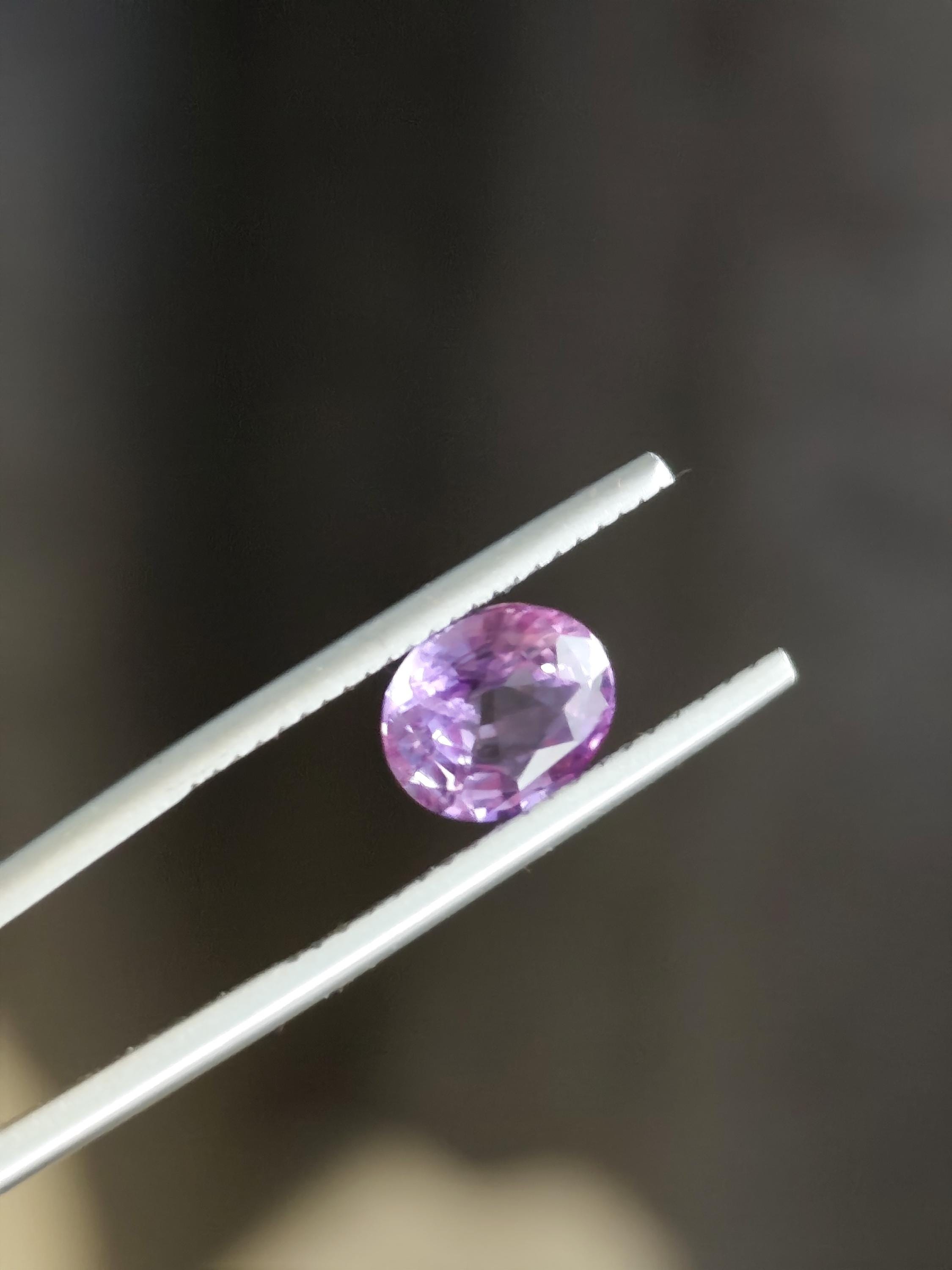 Unheated Ceylon Pink Sapphire 1.78 Ct Oval Purplish Pink Loose Gemstone