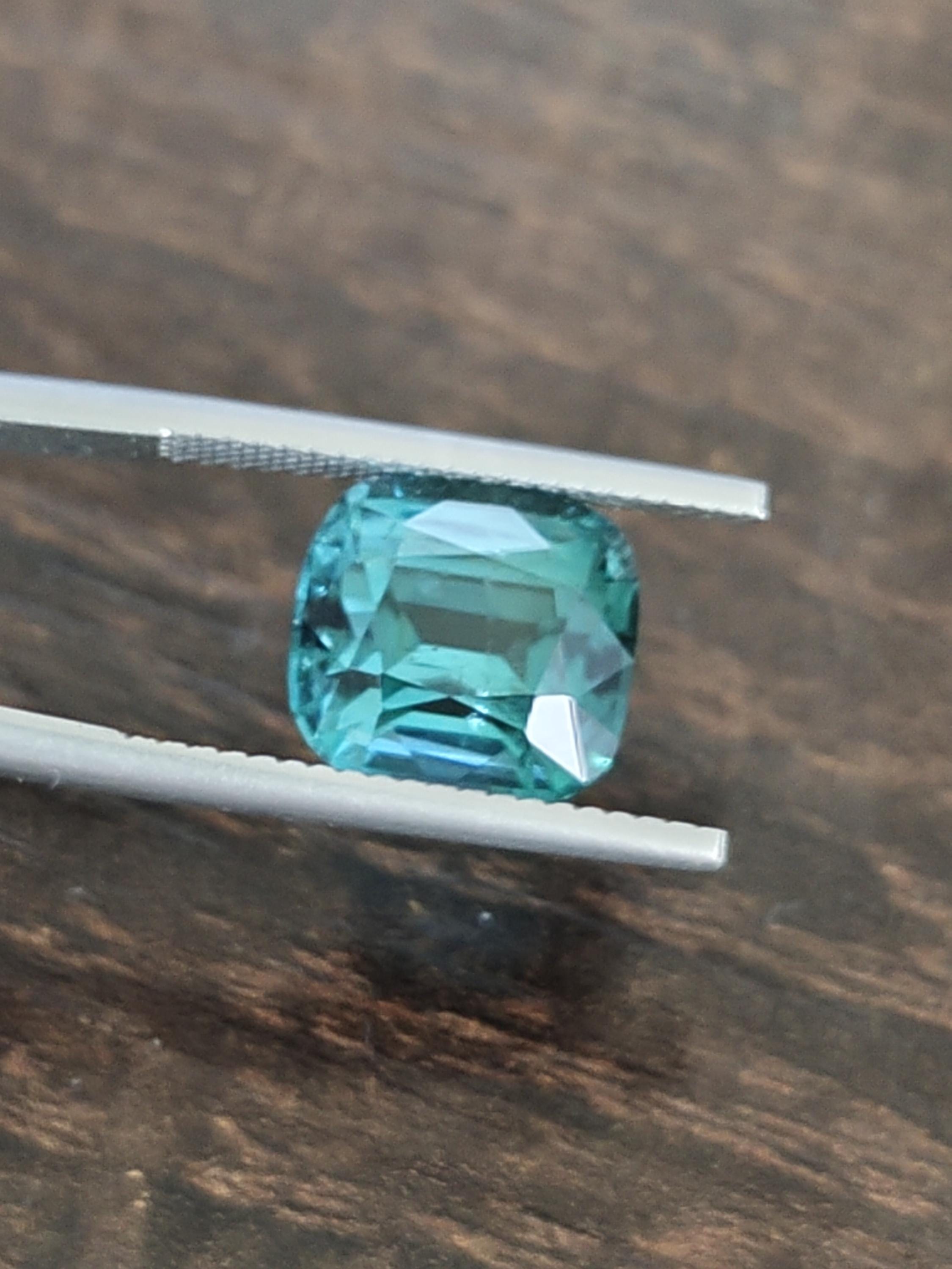 5.51 Ct Natural Lagoon Blue Green Bi Color Tourmaline Cushion Untreated Neon Teal Afghanistan