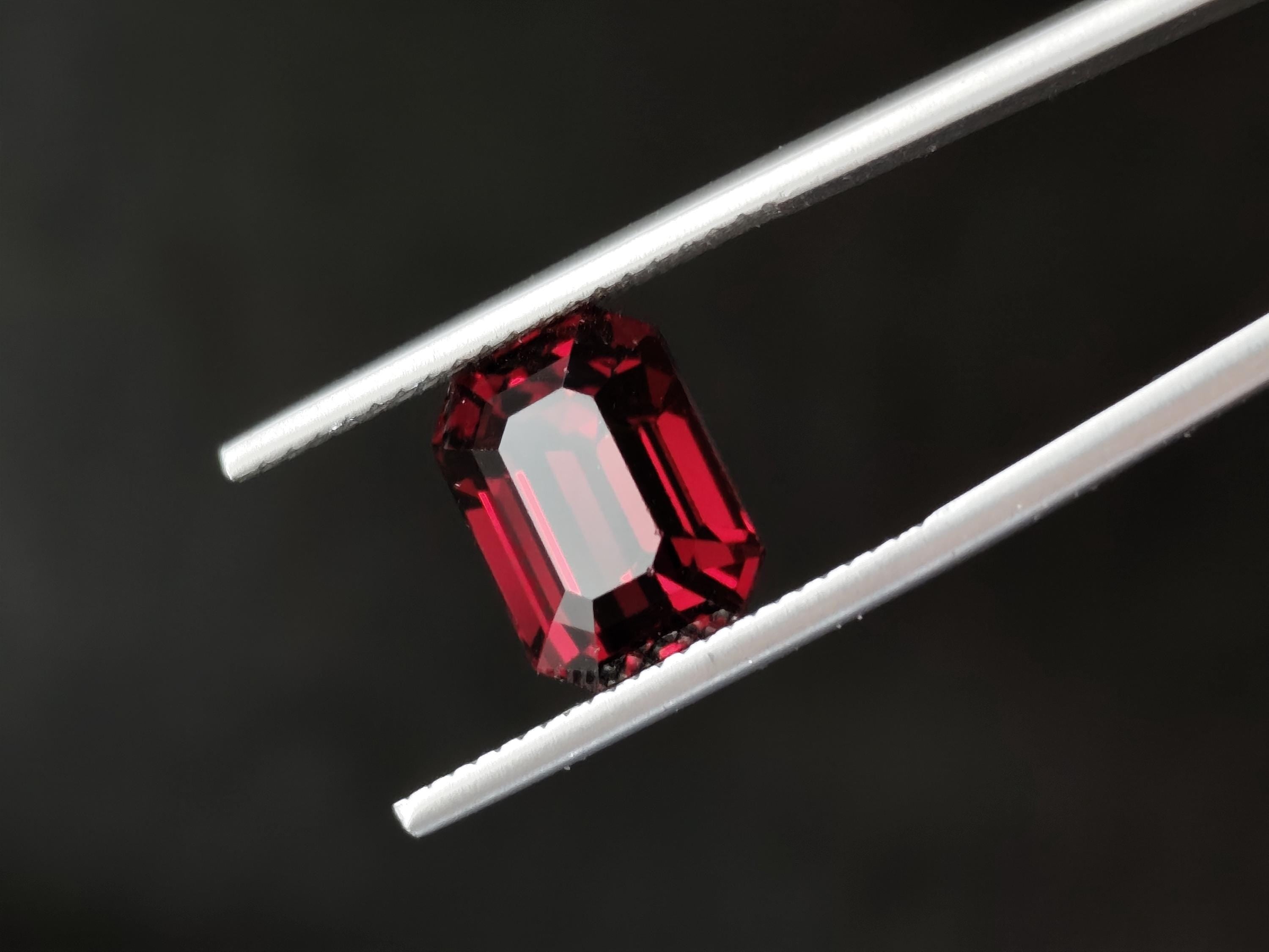 5.97 Ct Natural Rhodolite Garnet Deep Raspberry Red Emerald Cut Certified Pyrope Almandine Gemstone