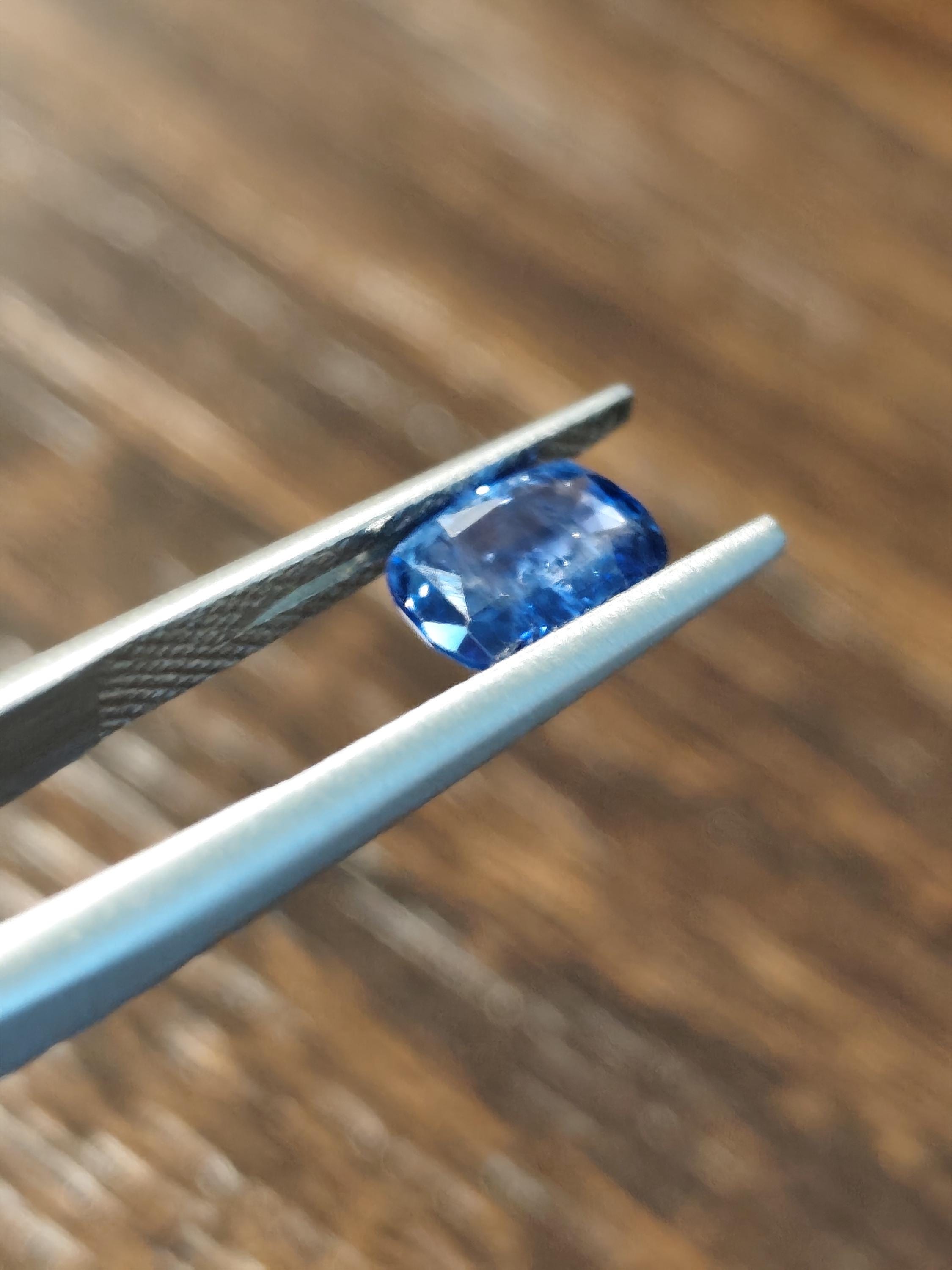 Vivid Electric Blue Sapphire 1.57 Ct Cushion Cut Natural Certified Sapphire Loose Gemstone