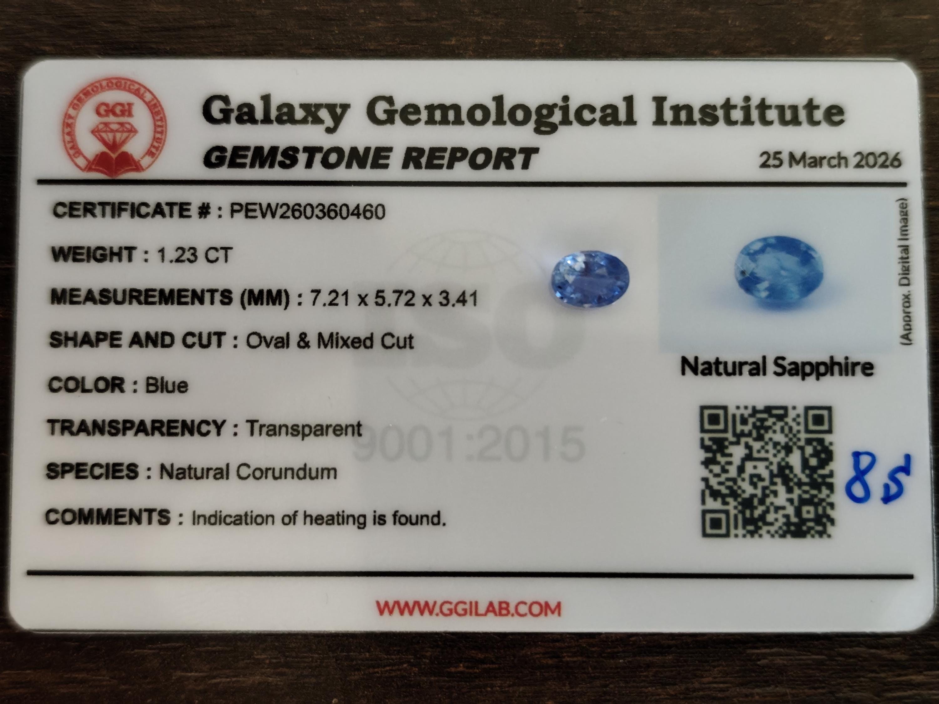 1.23 Ct Neon Cornflower Blue Sapphire Certified Natural Oval Cut Loose Sapphire