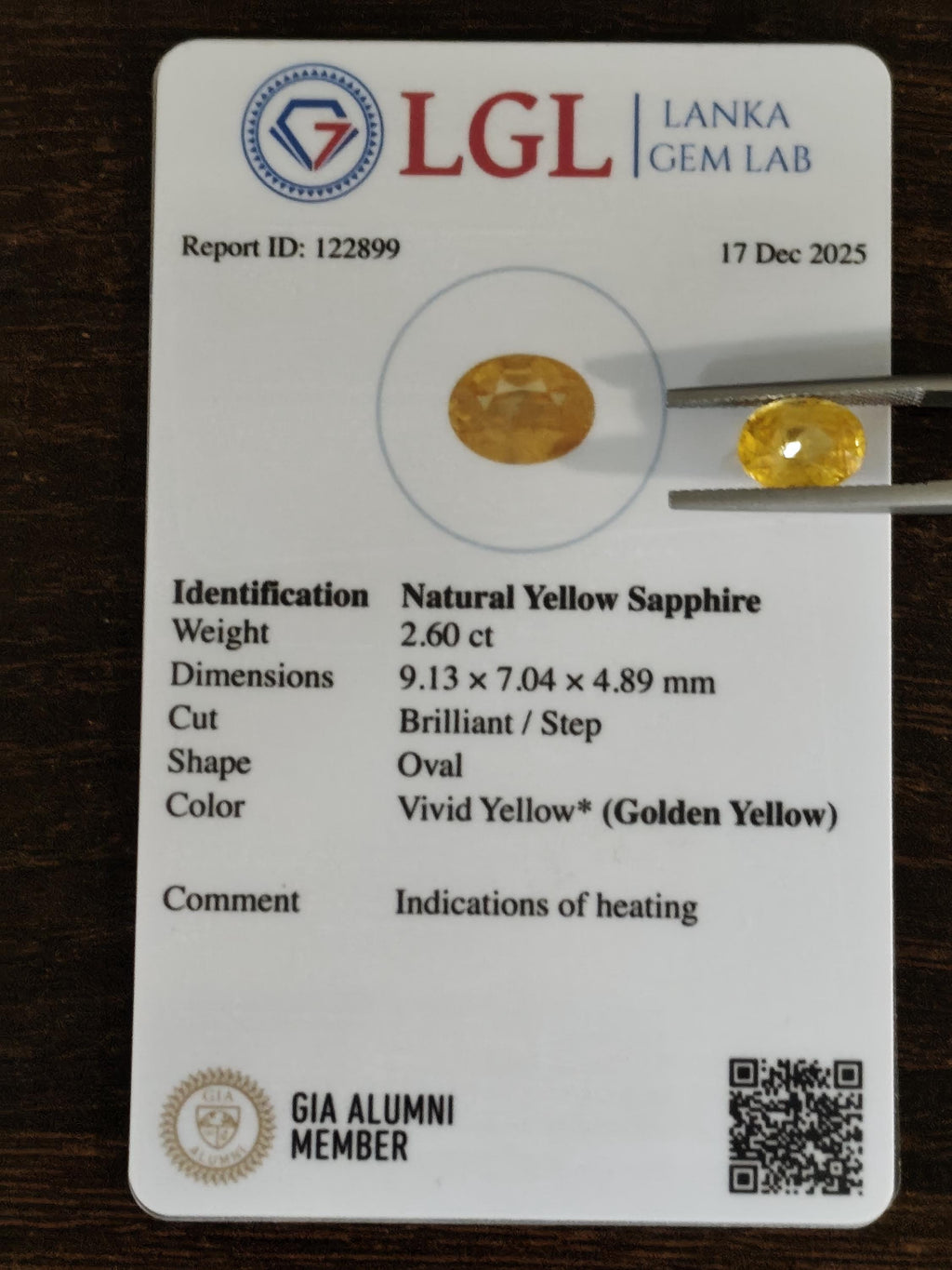 2.60 Ct Vivid Yellow Sapphire – Natural Ceylon Golden Sapphire Oval Cut