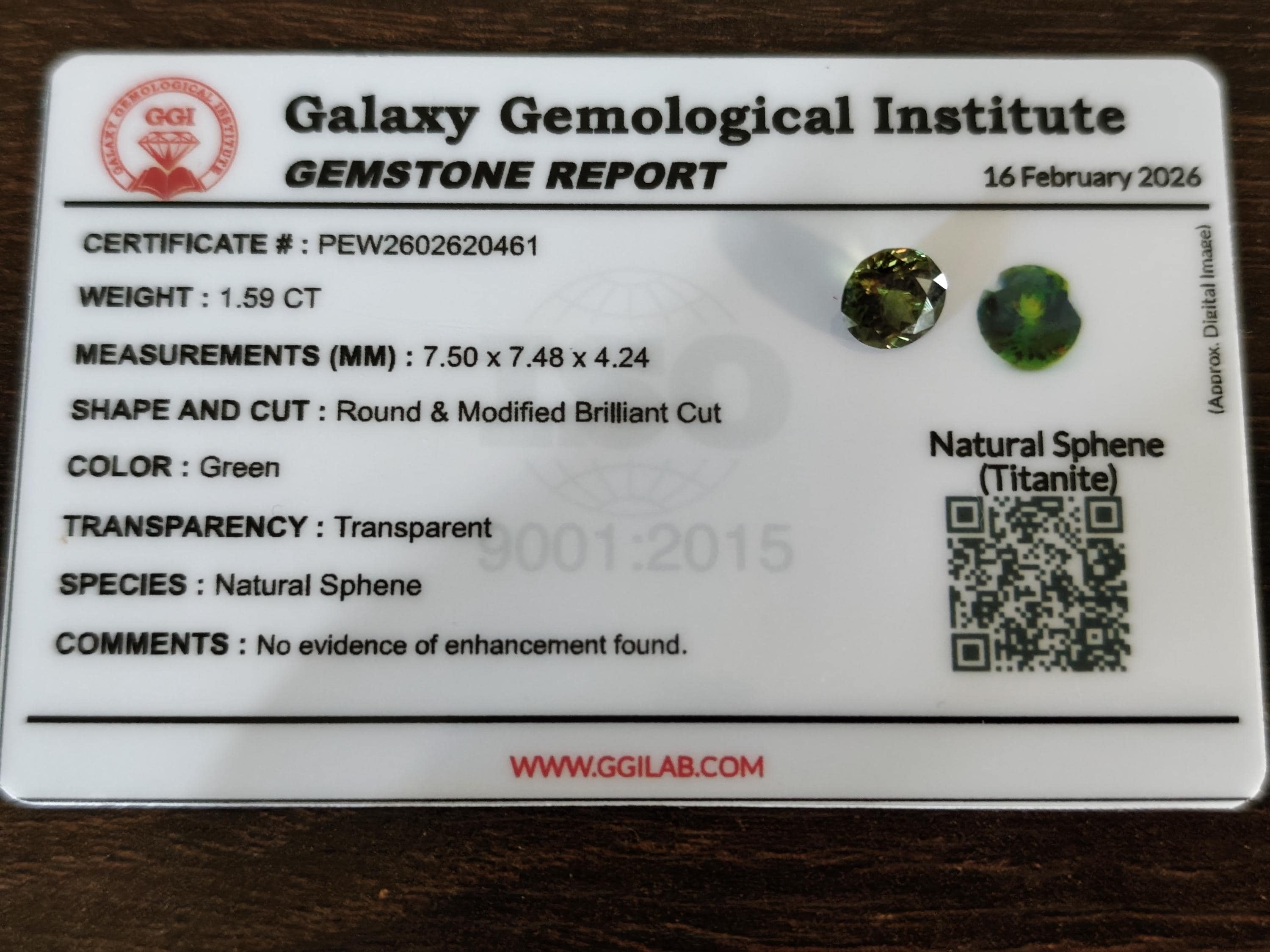 1.59 ct Natural Sphene Titanite Round | Exceptional Fire Dispersion | Deep Forest Green Flashy Gem
