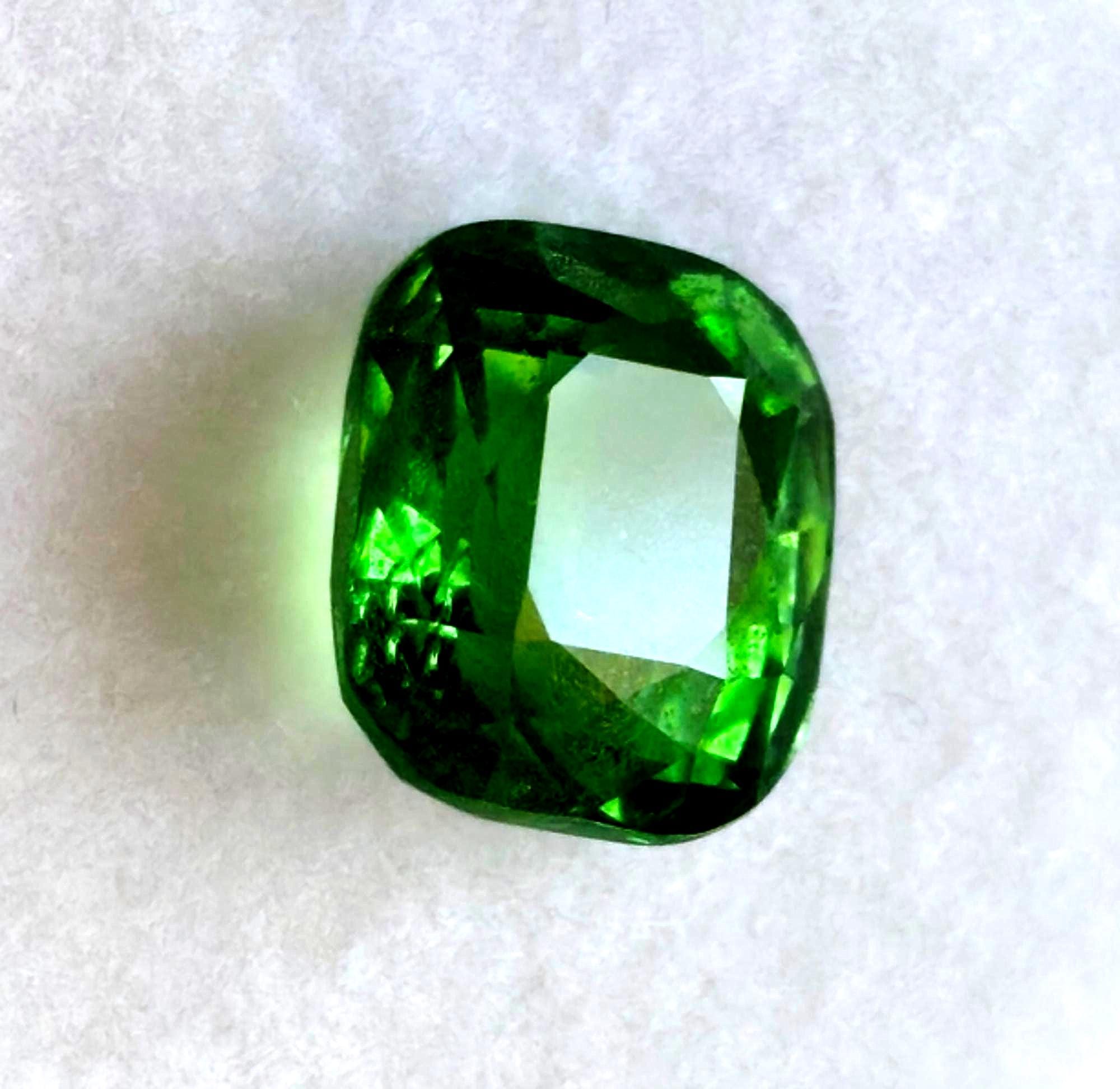 Natural Tsavorite Garnet 3.57 Ct Vivid Green Cushion Cut – Large Size Loose Gemstone – Collector