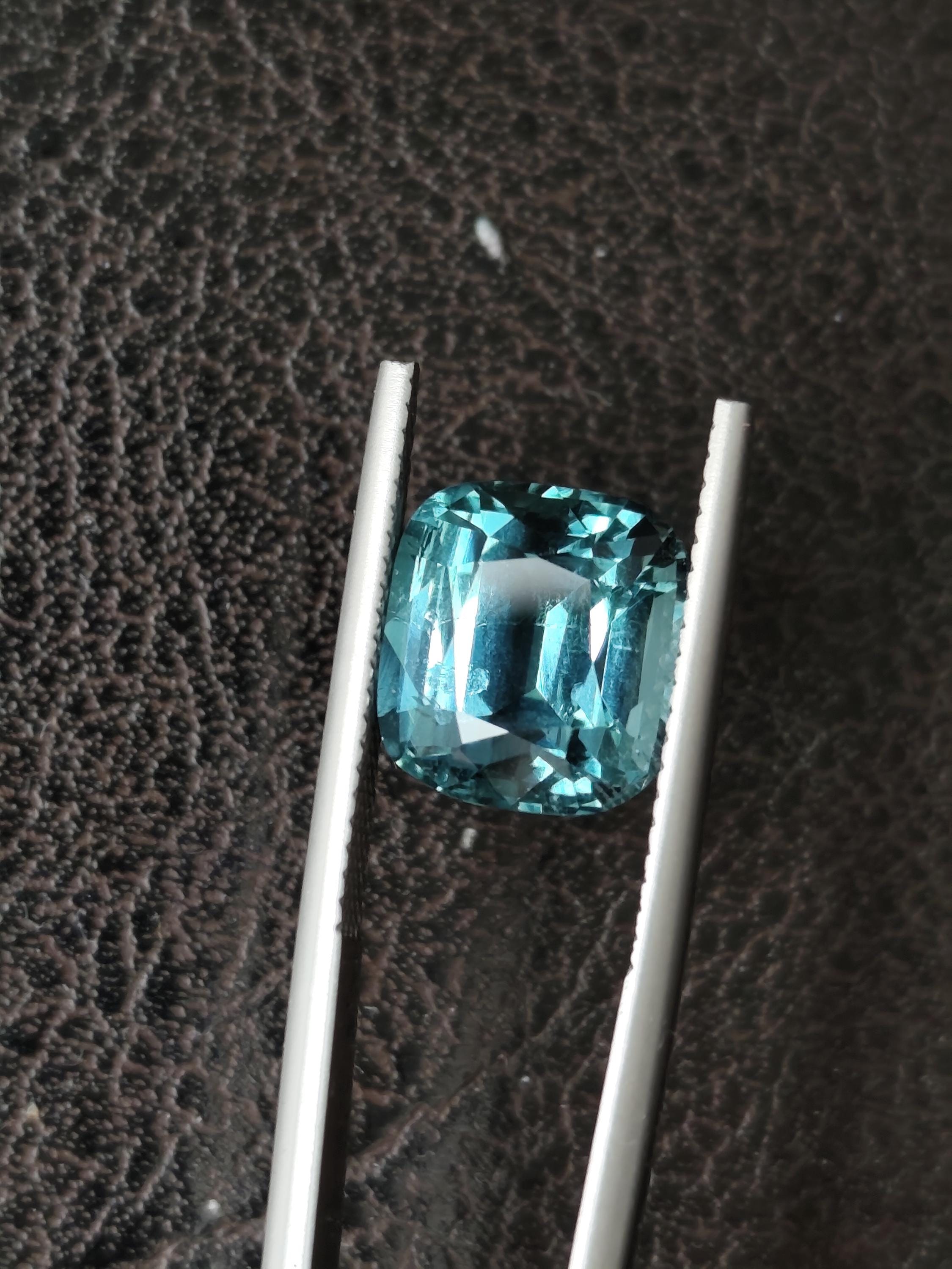 5.51 Ct Natural Lagoon Blue Green Bi Color Tourmaline Cushion Untreated Neon Teal Afghanistan