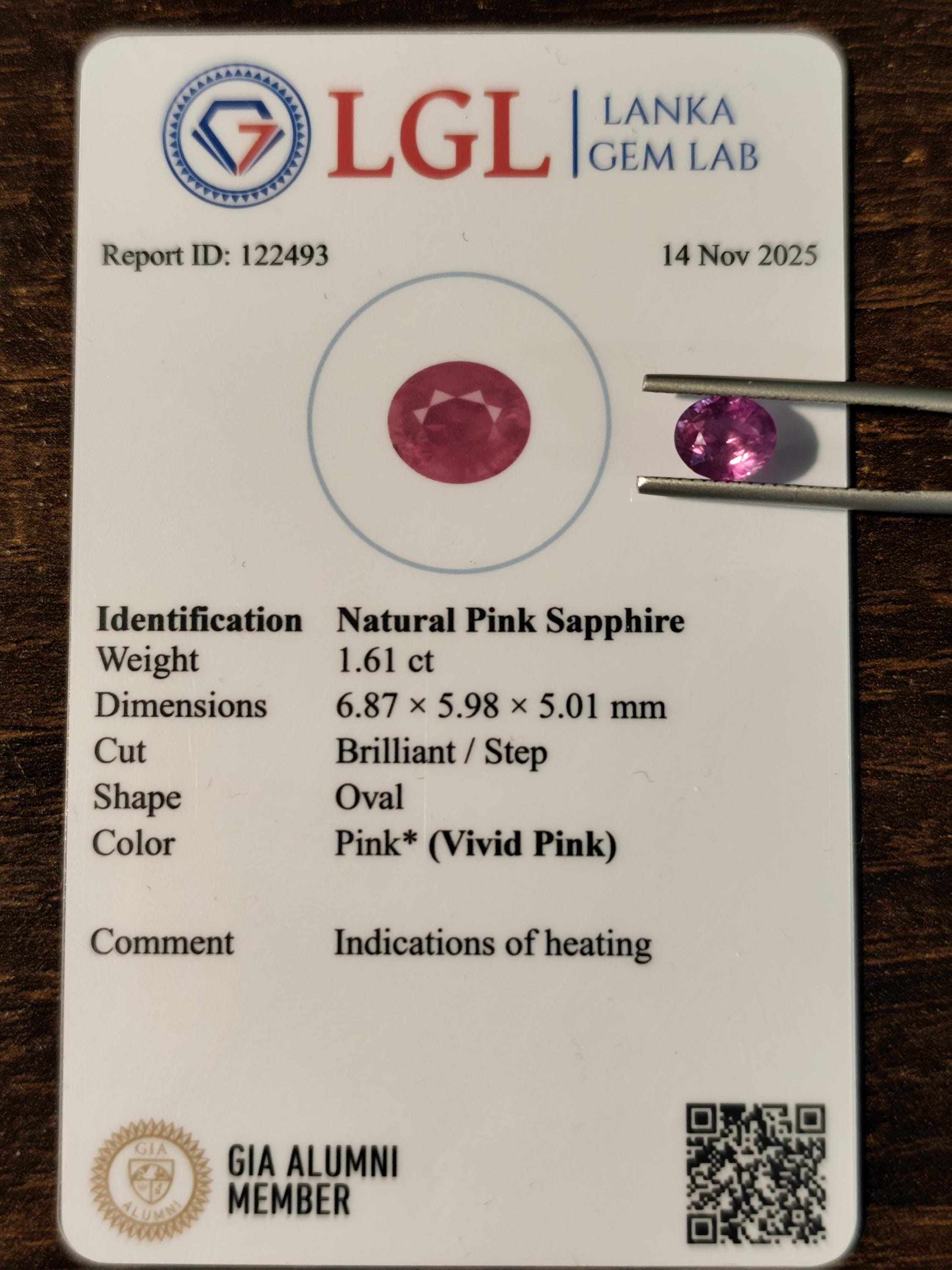 Vivid Hot Pink Sapphire 1.61ct Natural Ceylon Oval Cut Loose Gemstone