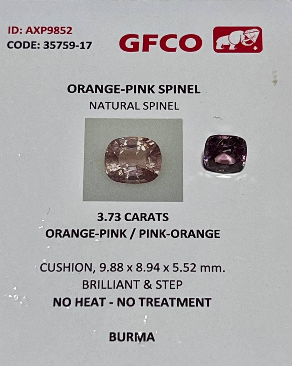 Natural Spinel Orange-Pink color 3.73 CT Burma