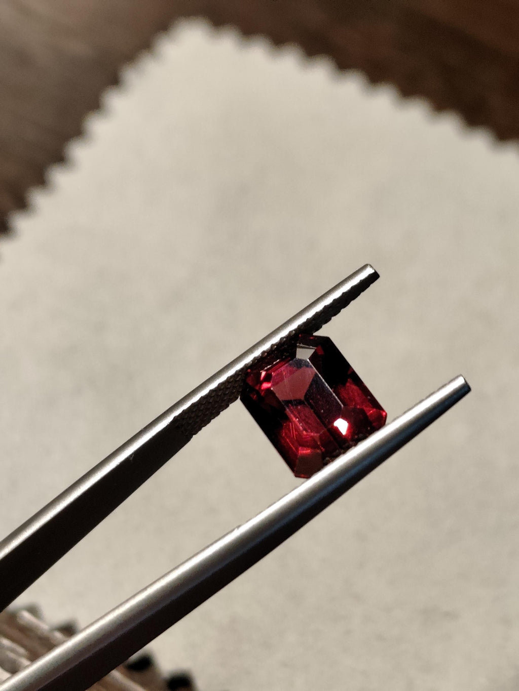 5.97 Ct Natural Rhodolite Garnet Deep Raspberry Red Emerald Cut Certified Pyrope Almandine Gemstone