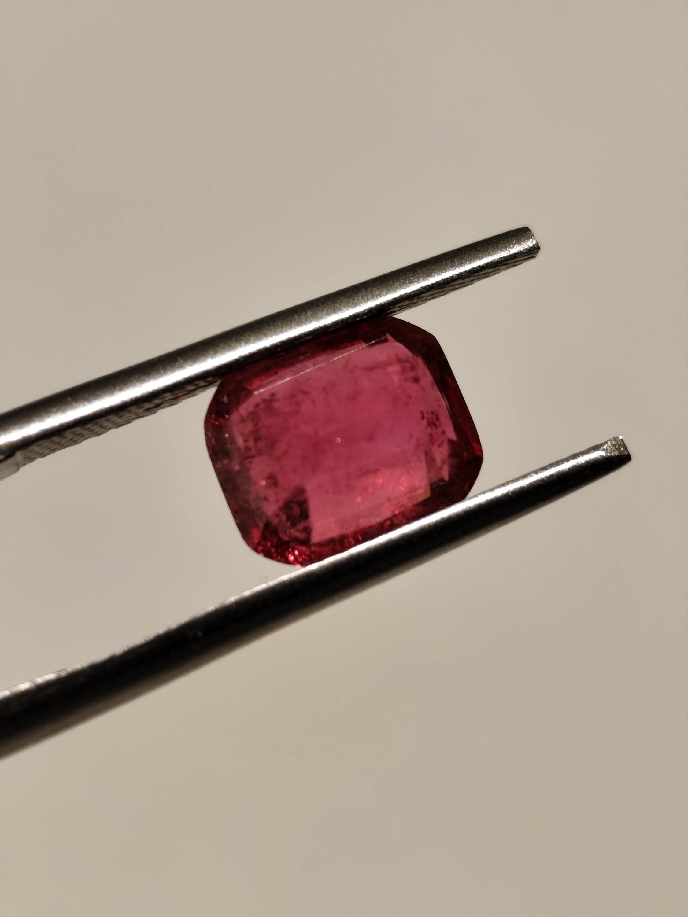 1.93 Ct Natural Rubellite Tourmaline – Pinkish Red Cushion Cut – Afghan Gemstone – Loose Stone